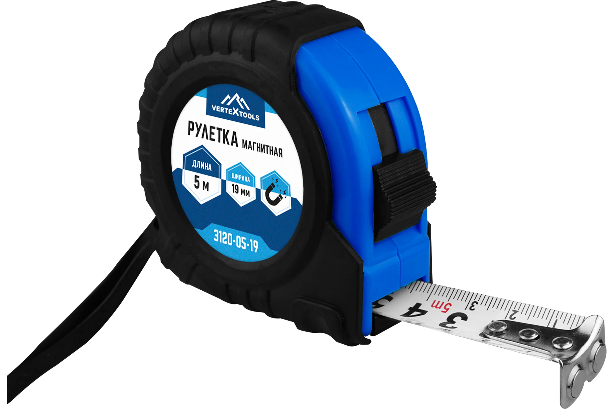 Рулетка vertextools магнитная 5х19 мм 3120-05-19