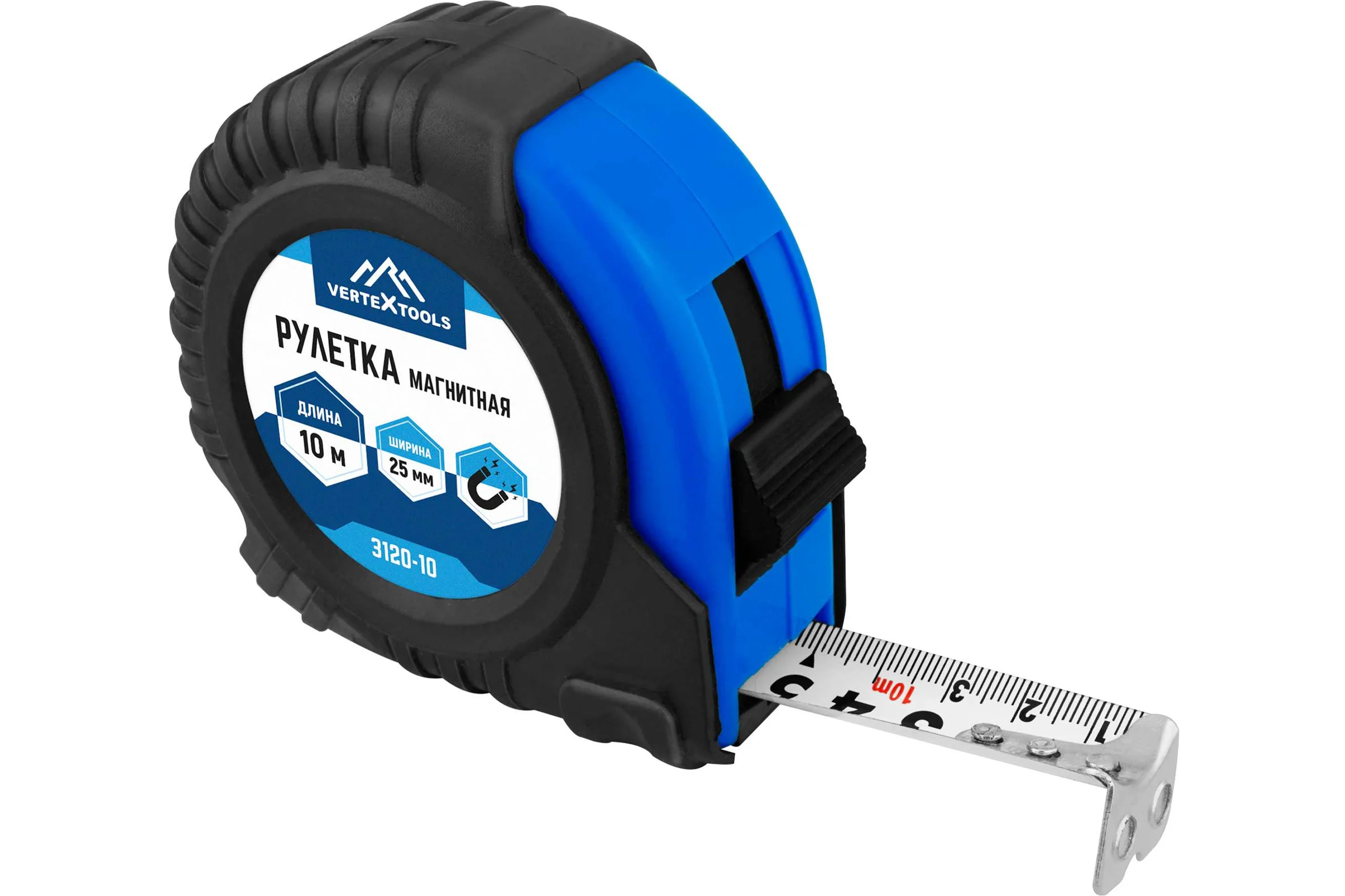 Рулетка vertextools магнитная 10х25 мм 3120-10
