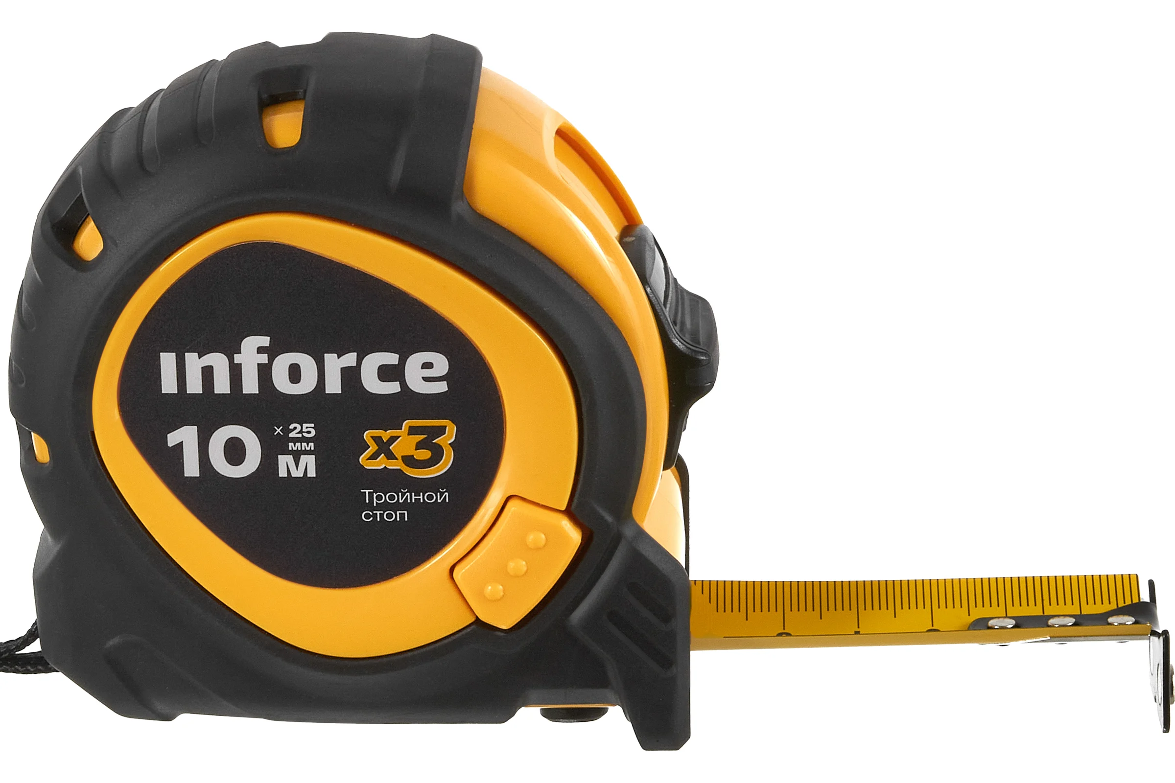Рулетка Inforce с тройным стопом, 10х25 06-11-78