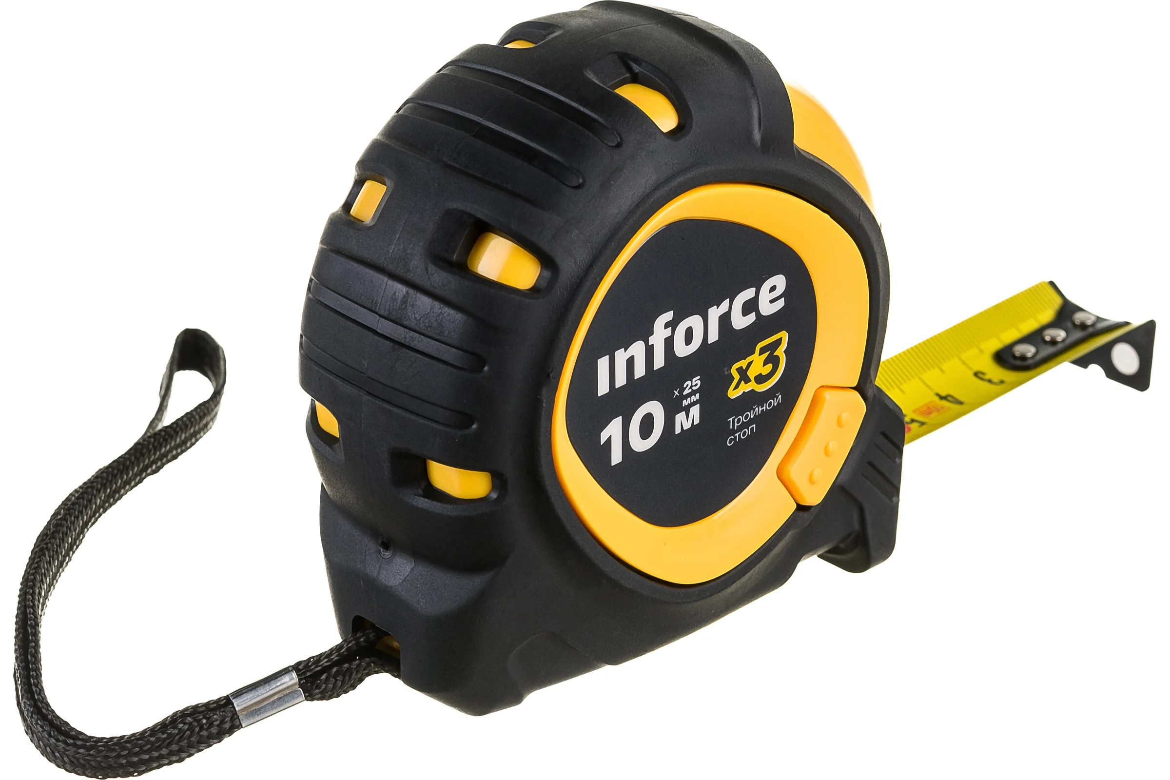 Рулетка Inforce с тройным стопом, 10х25 06-11-78