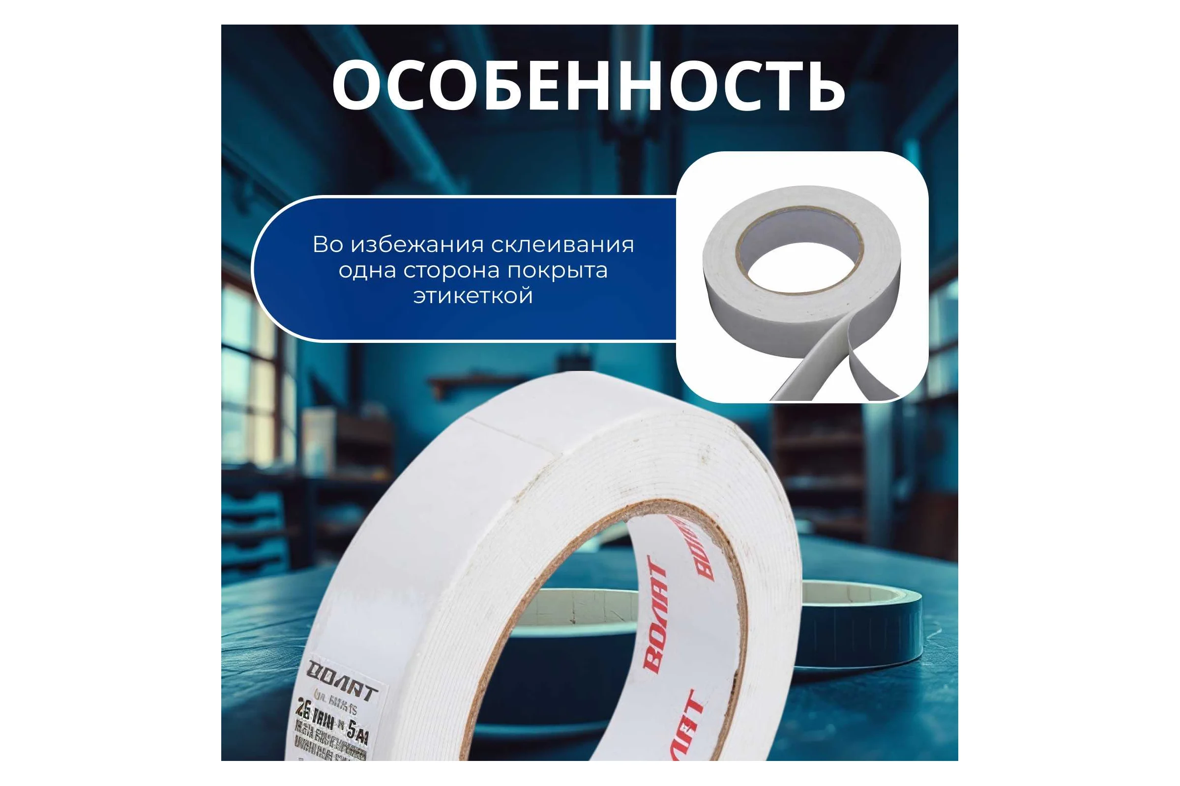 Двухсторонняя монтажная клейкая лента ВОЛАТ 25 мм, 5 м 69025-05