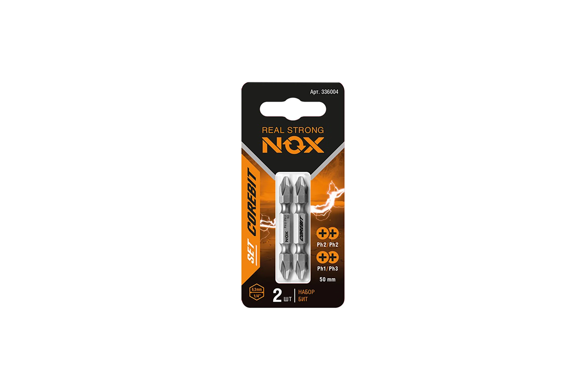 Набор бит двухсторонних (2 шт; Ph2xPh2, Ph1xPh3; 50 мм; карта) NOX 336004