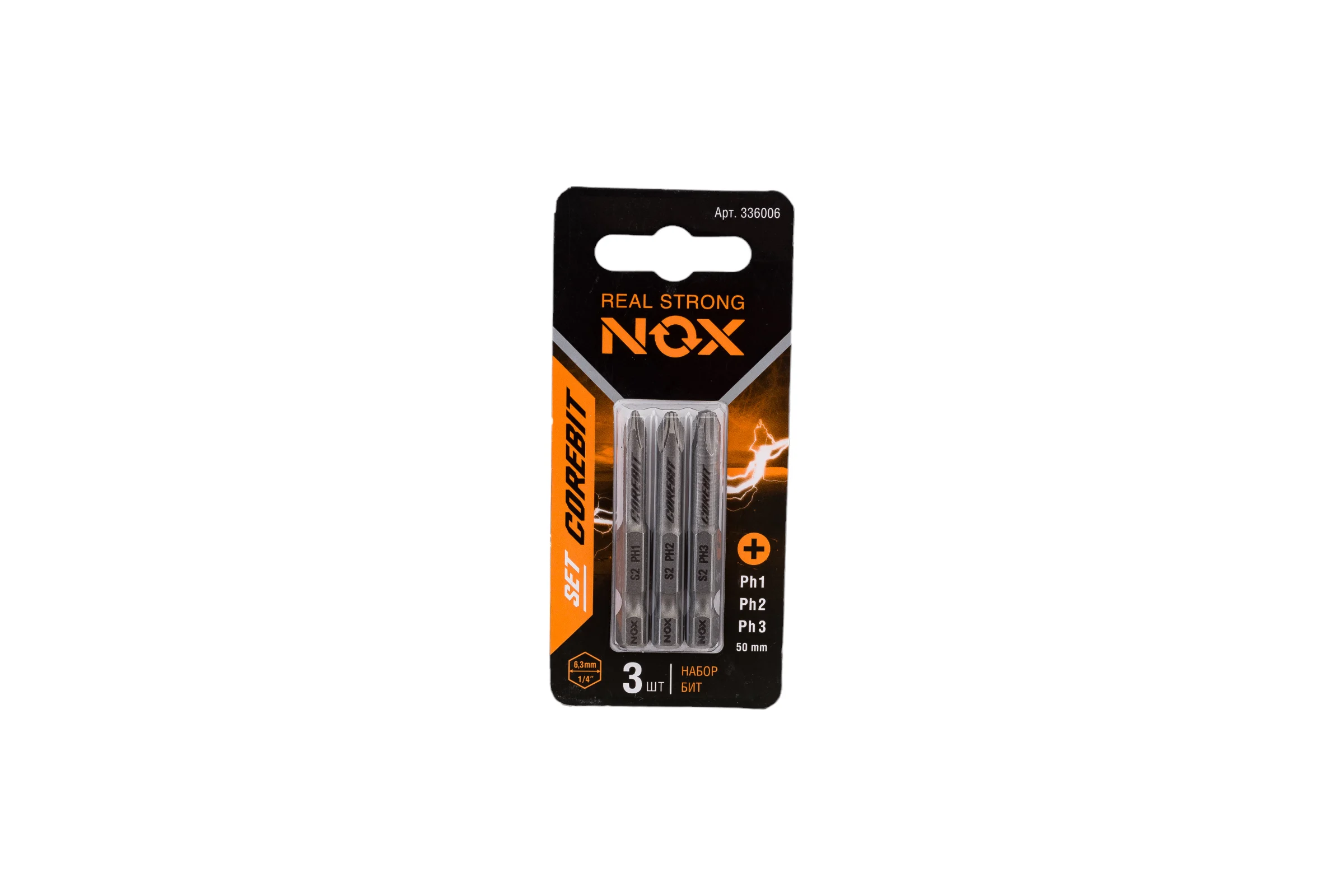 Набор бит (3 шт; Ph 1, 2, 3; 50 мм; карта; E6.3) NOX 336006
