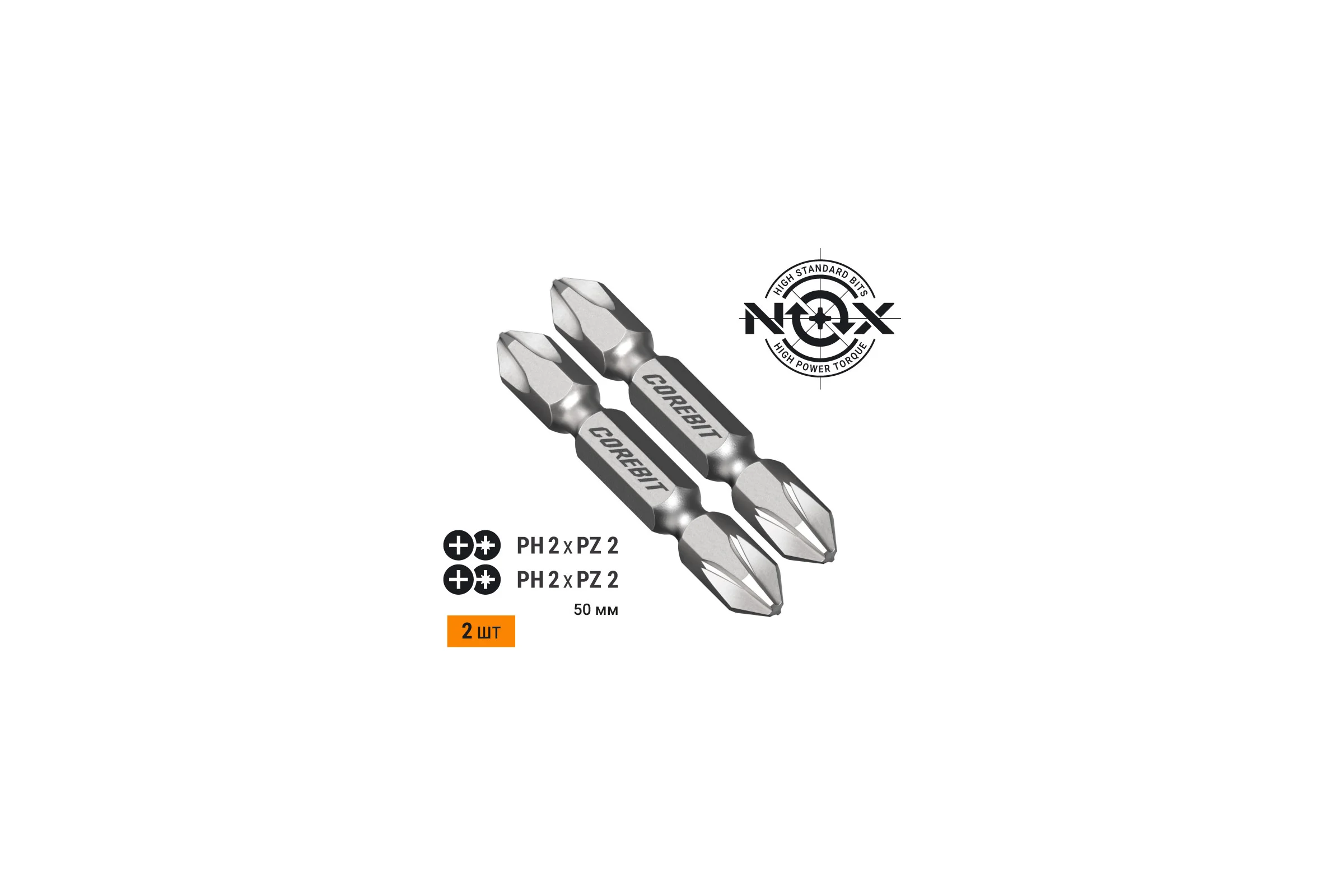 Набор бит двухсторонних (2 шт; Ph2xPz2х50 мм; карта) NOX 336003