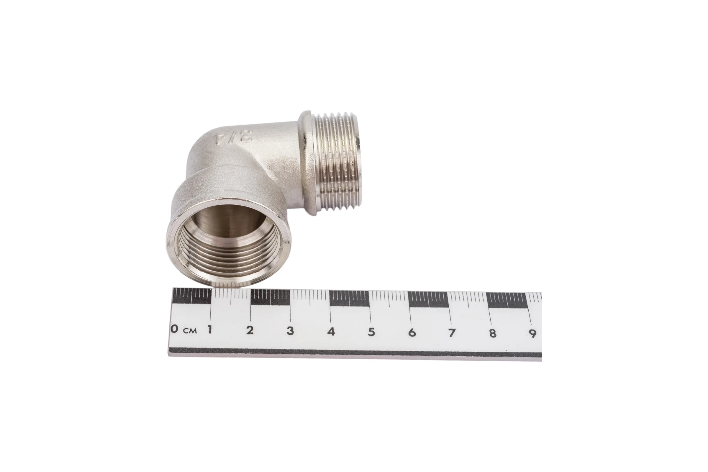 Угольник STI латунный Ду20 (3/4") Ру16 ВР/НР никелированный D270-05015