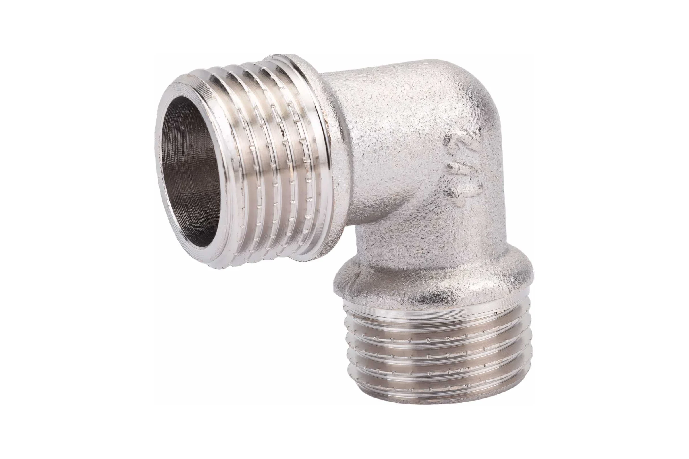 Угольник STI латунный Ду15 (1/2") Ру16 НР/НР никелированный D270-05010