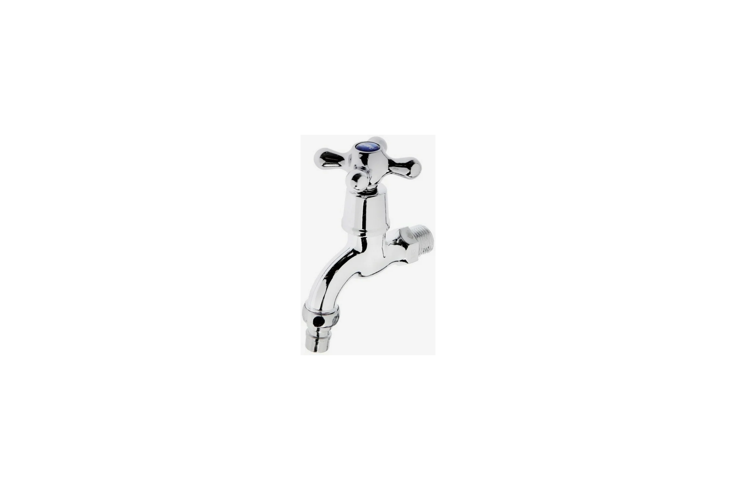 Водоразборный кран Zein 1/2", со штуцером, с крест-ручкой, PP, кран-букса, хром 5307531