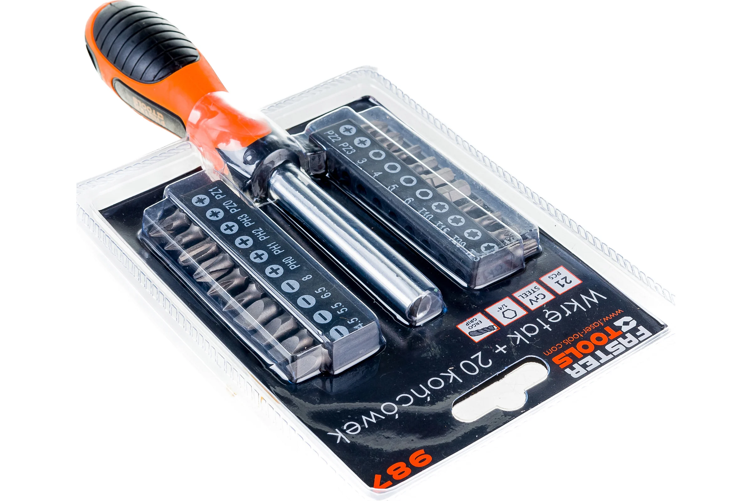 Отвертка FASTER TOOLS + 20 насадок 987