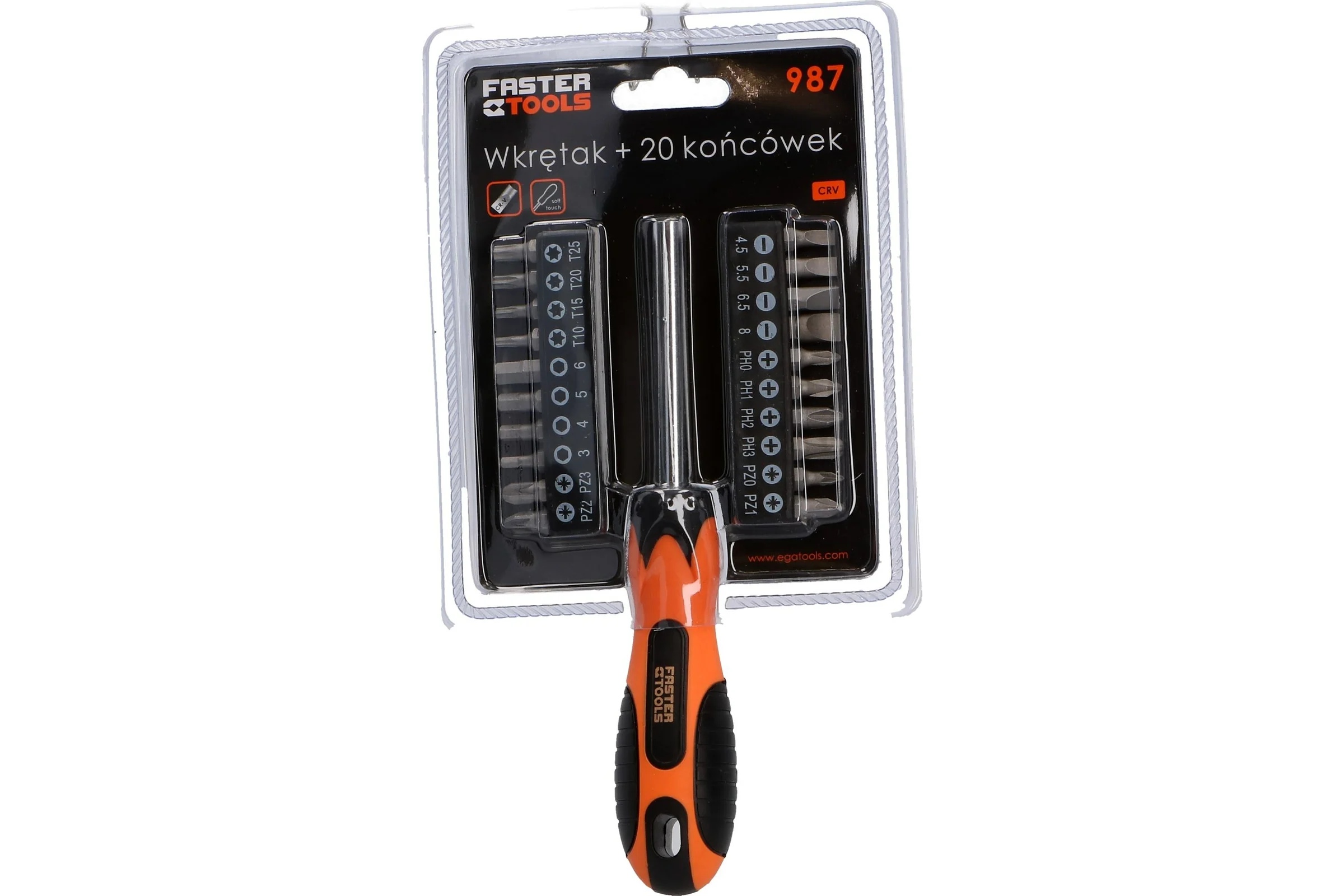 Отвертка FASTER TOOLS + 20 насадок 987