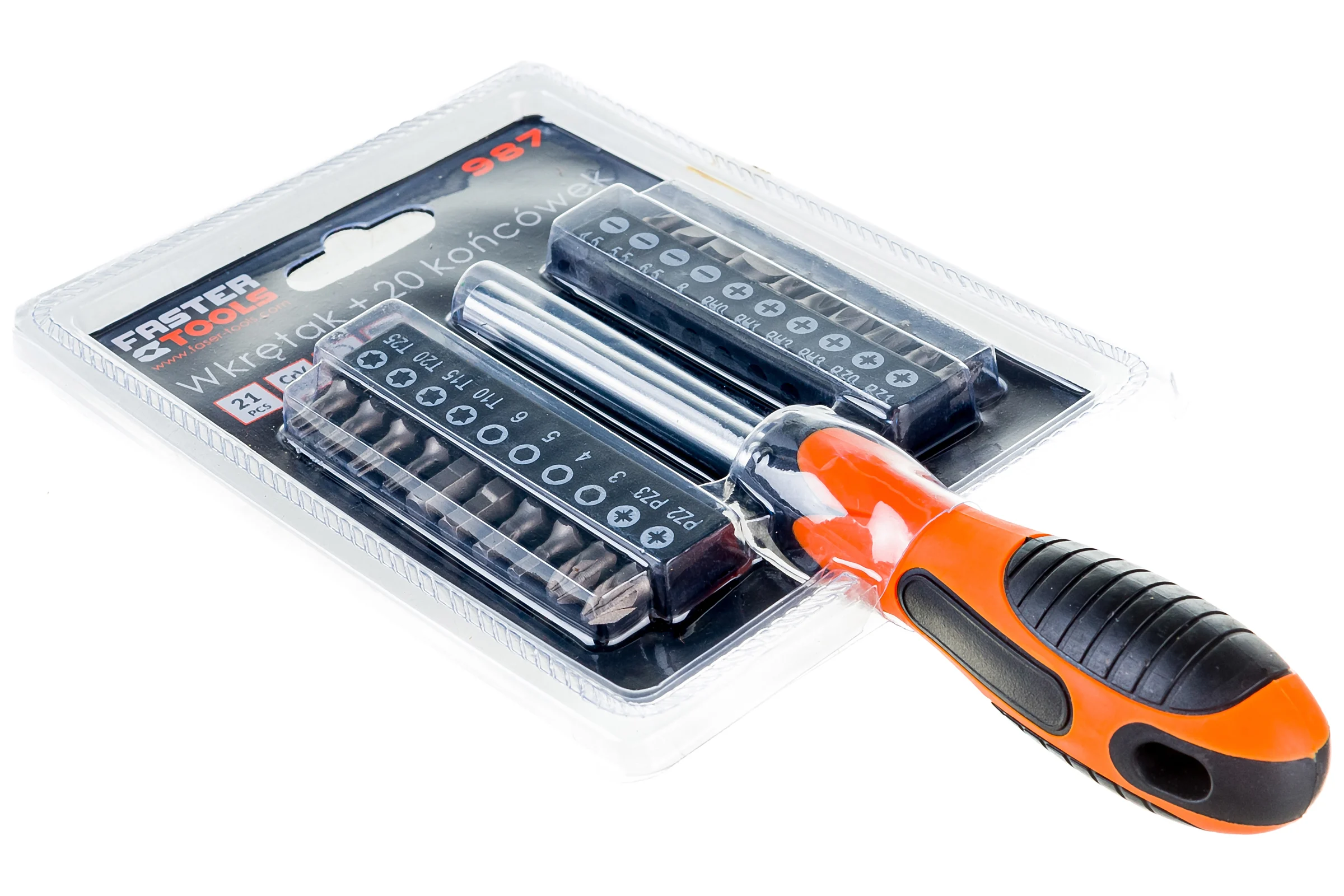 Отвертка FASTER TOOLS + 20 насадок 987