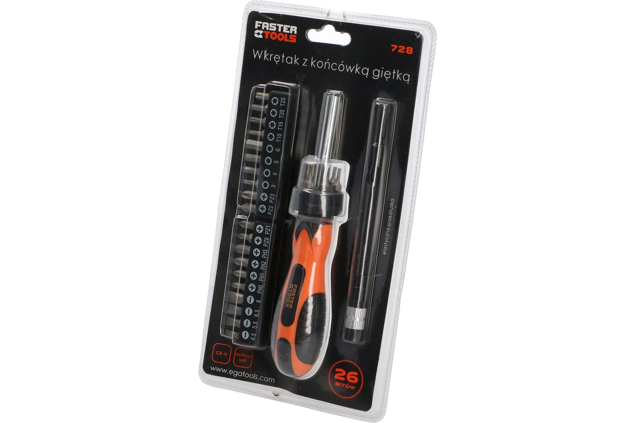Отвертка FASTER TOOLS с гибким удлинителем 728