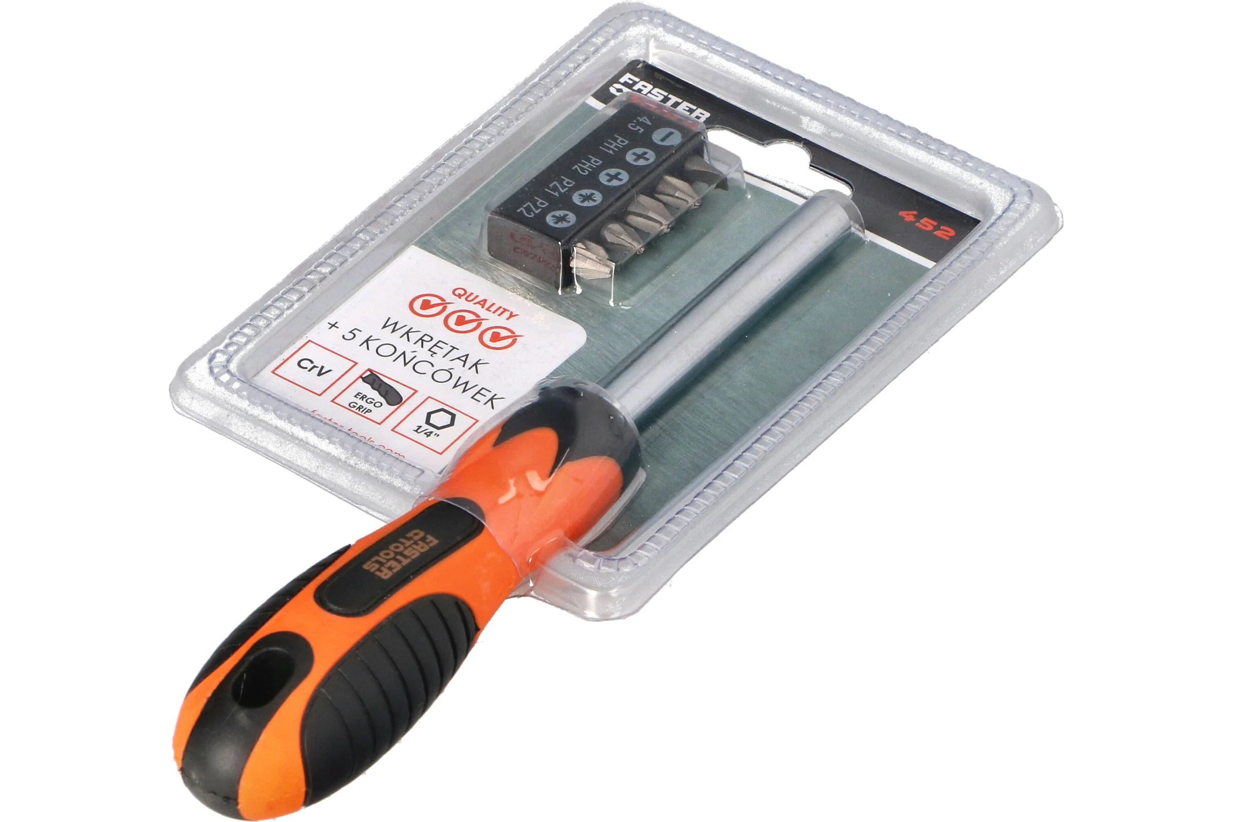 Отвертка FASTER TOOLS + 5 насадок 452