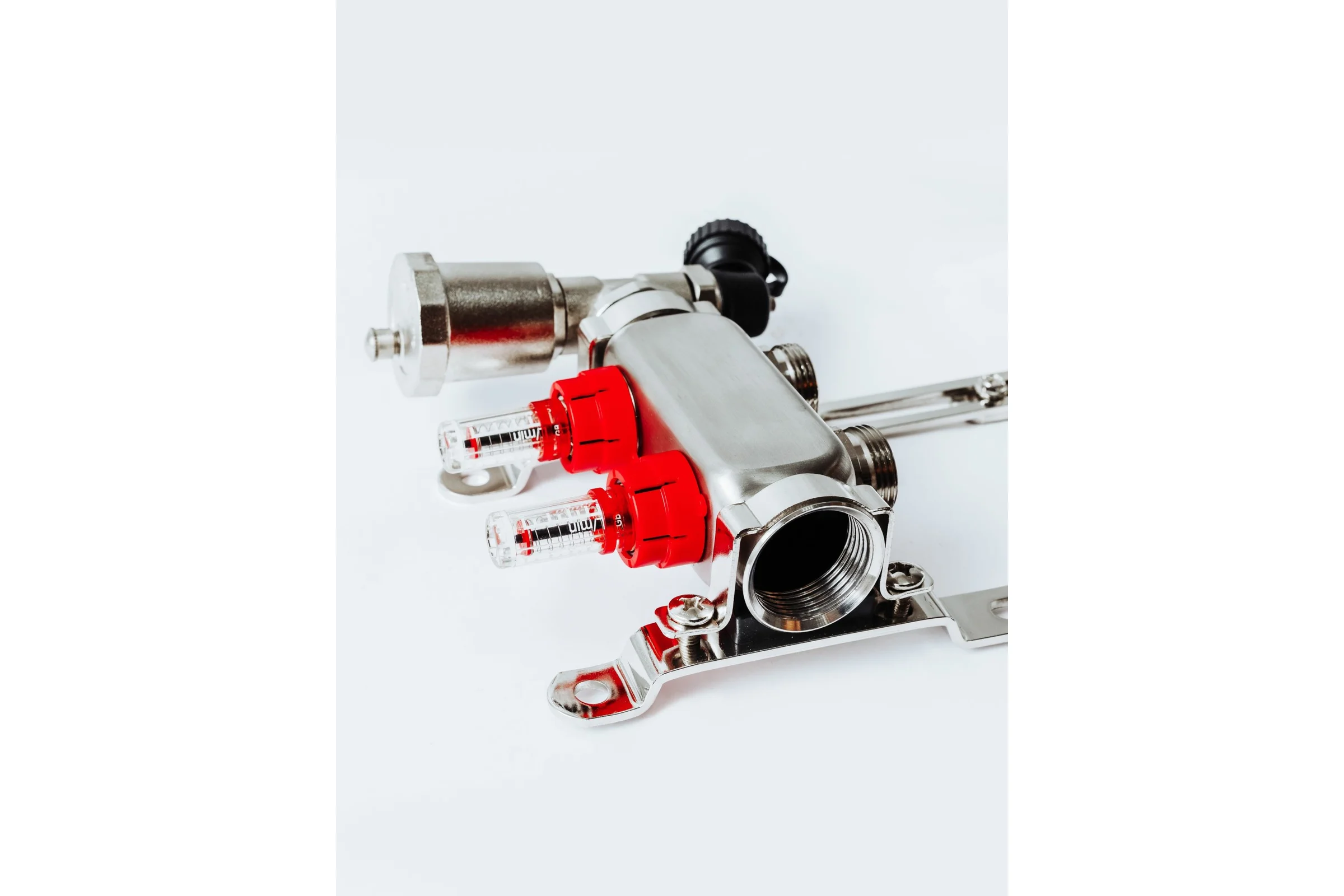 Коллекторная группа с расходомерами Grosetto 1"x3/4" 2 выхода, нержавеющая сталь, 10 бар 2042989 Gr-2 AVR