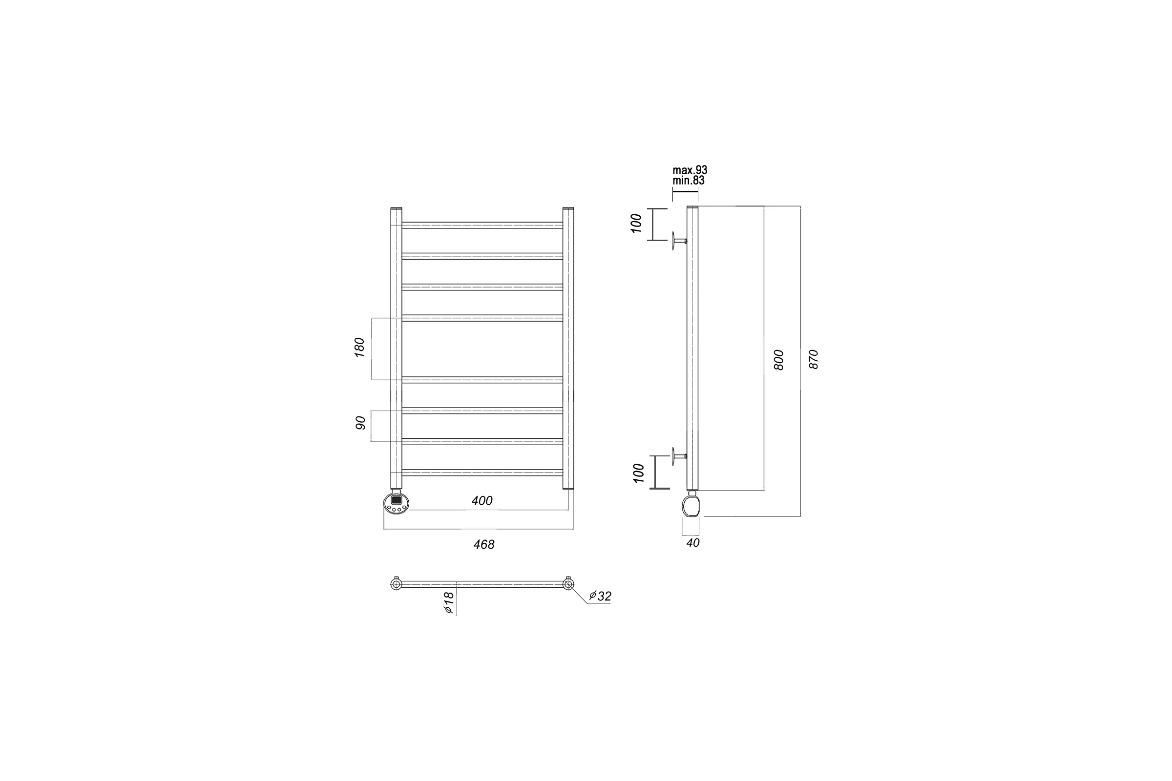 Электрический полотенцесушитель Domoterm Медея П8 400x800 EL