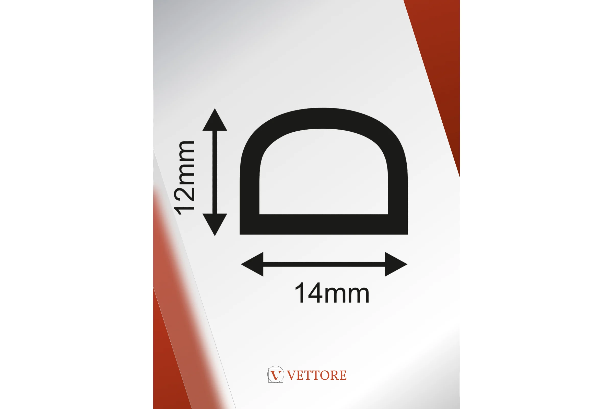 Уплотнитель VETTORE профиль D 12x14 мм, 40 м, Black черный 20456