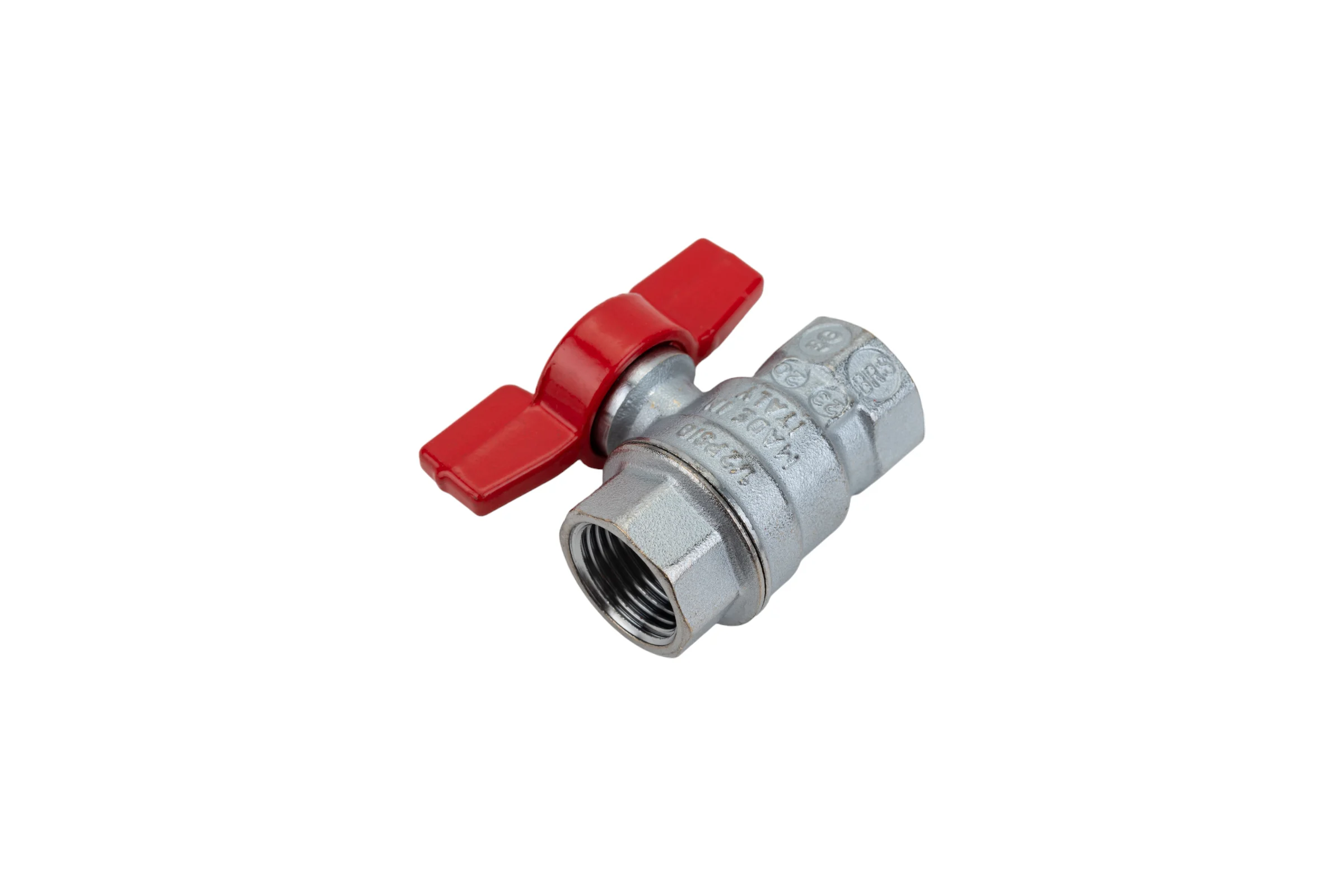 Шаровой кран Giacomini R851, 1/2, ВВ, ручка-бабочка красная, хромированный R851X023