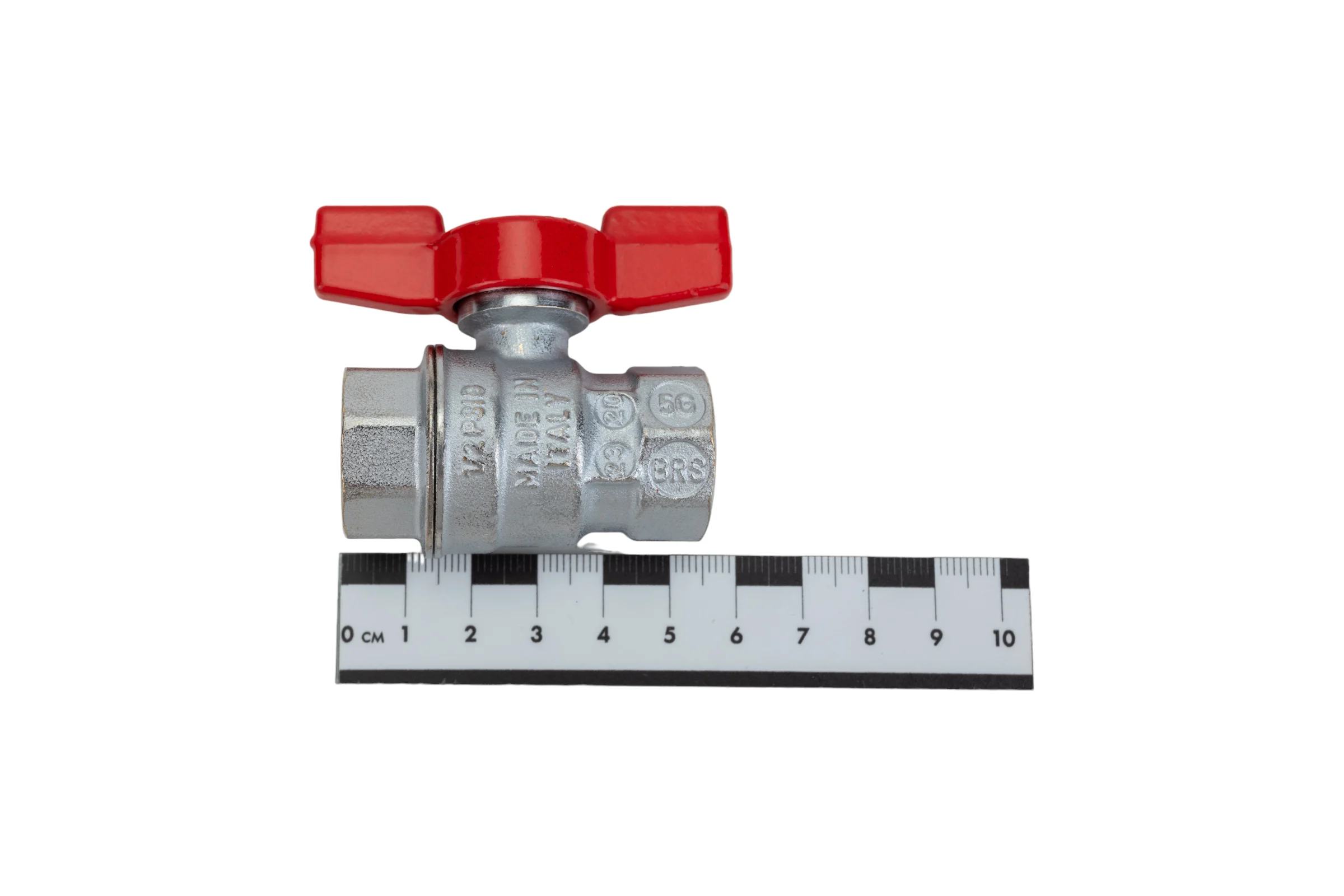 Шаровой кран Giacomini R851, 1/2, ВВ, ручка-бабочка красная, хромированный R851X023