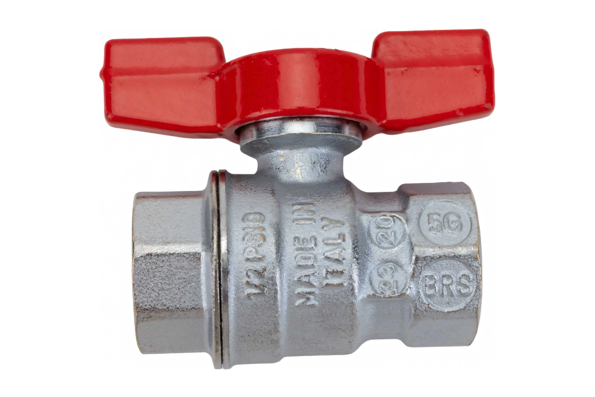 Шаровой кран Giacomini R851, 1/2, ВВ, ручка-бабочка красная, хромированный R851X023