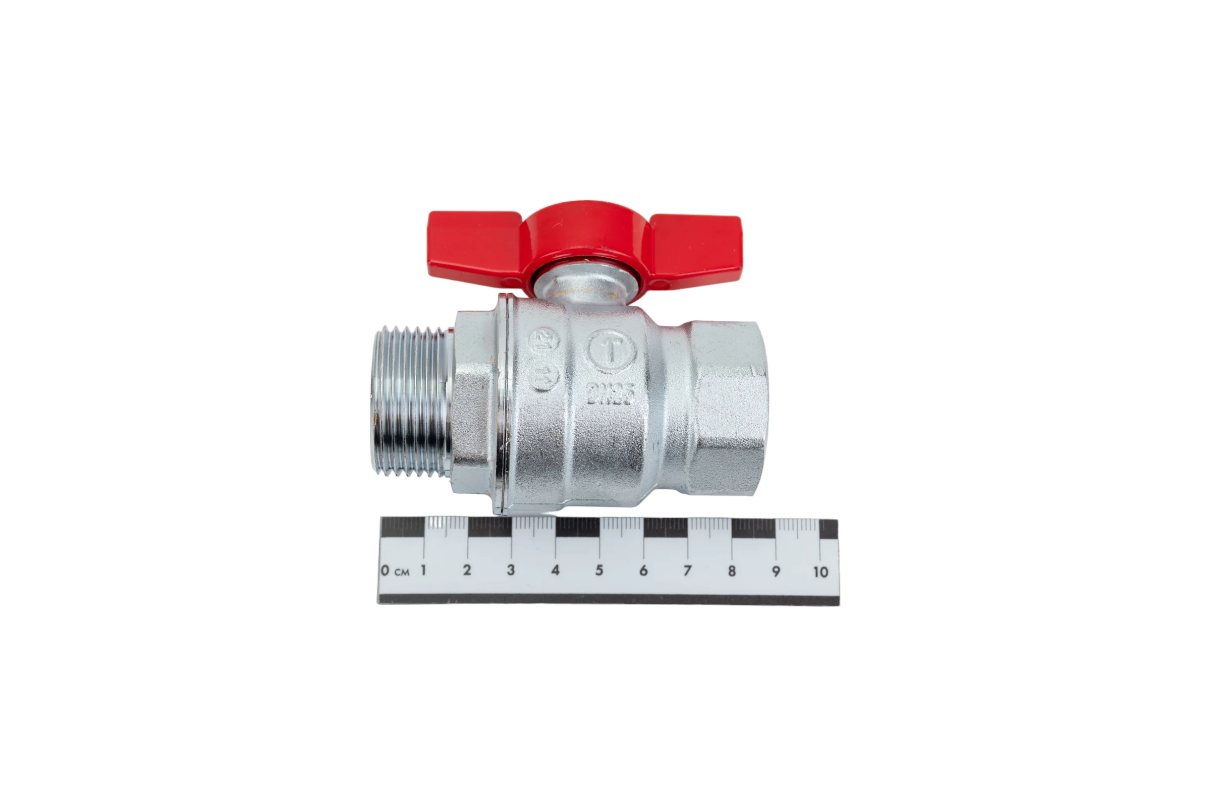 Шаровой кран Giacomini R854, 1, ВН, ручка-бабочка красная, хромированный R854X025