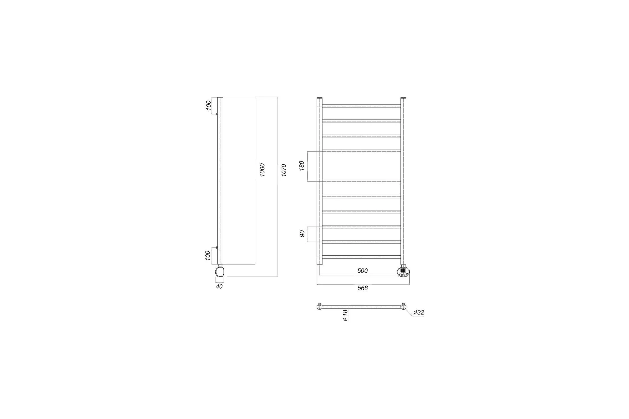 Электрический полотенцесушитель Domoterm Медея П10 500x1000 ER