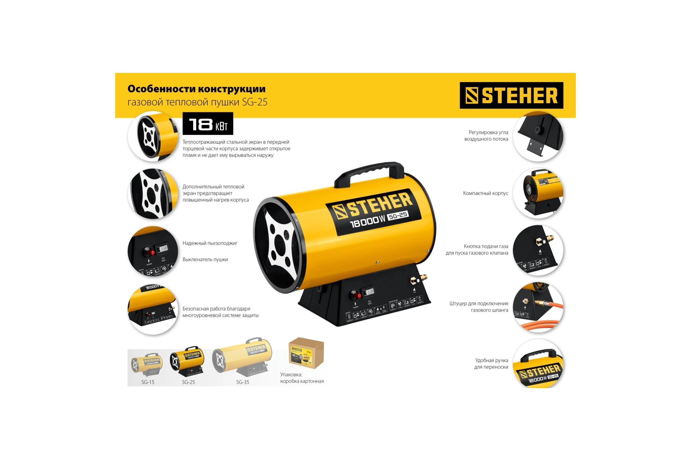 Газовая тепловая пушка STEHER 18 кВт SG-25