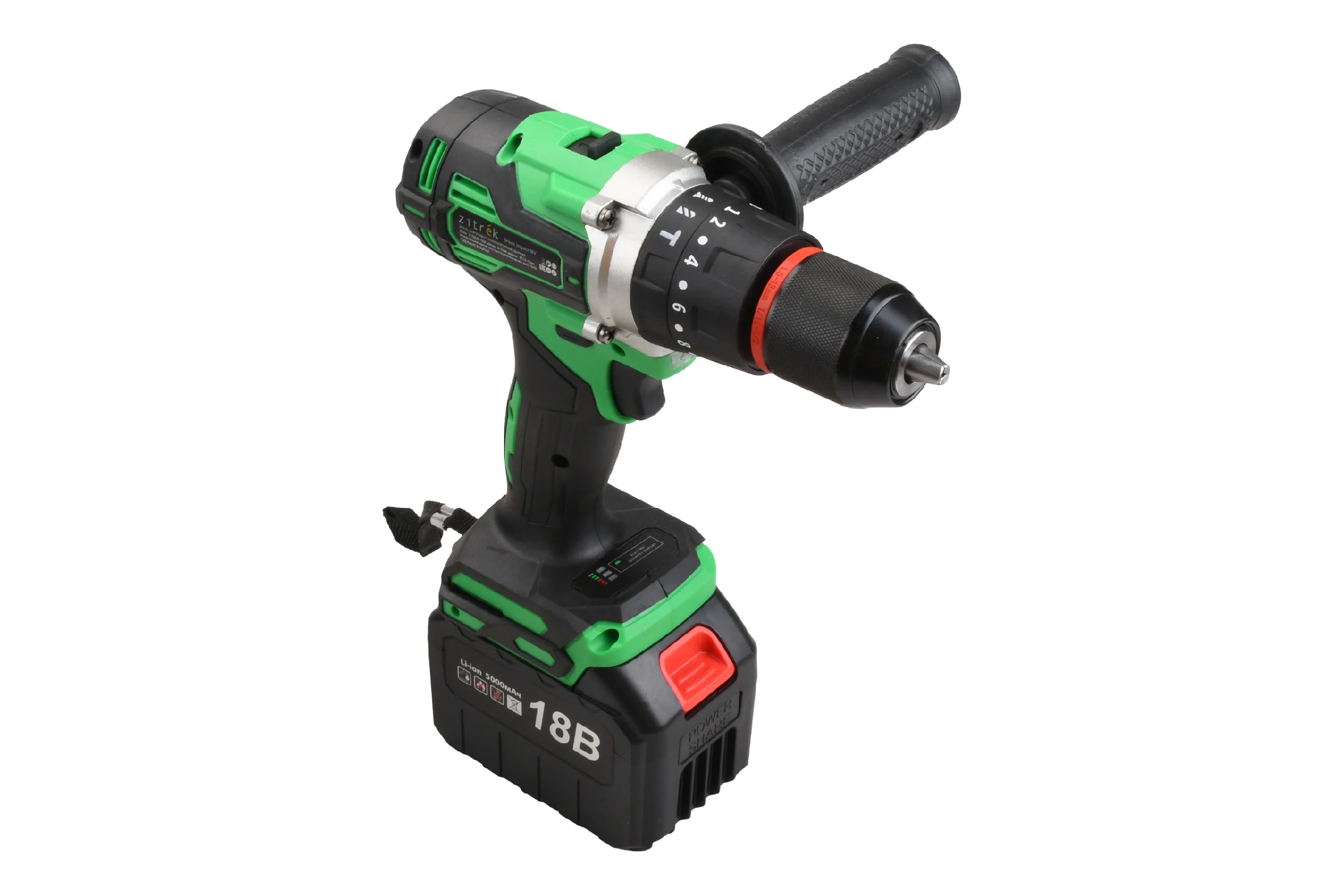 Аккумуляторная ударная дрель-шуруповерт Zitrek Green Impact 18V (18В, Li-ion 2x5.0Ач) 063-4046