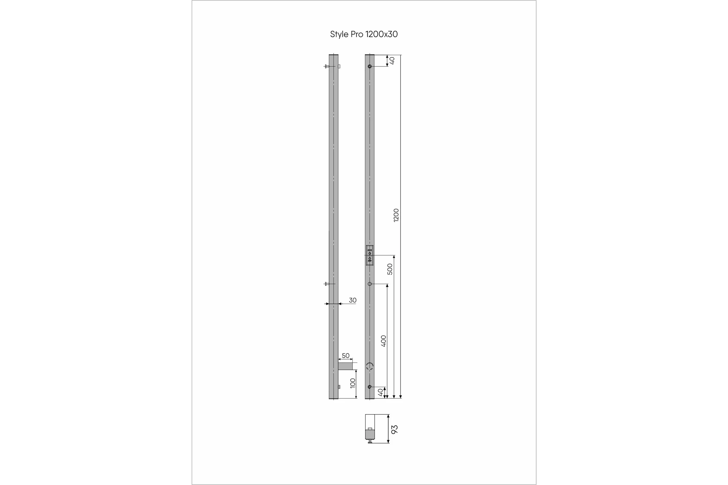 Полотенцесушитель INDIGO Style PRO (electro) 120/3 (скр.монтаж, унив.подкл.R/L) LSPRE120-3BRRt