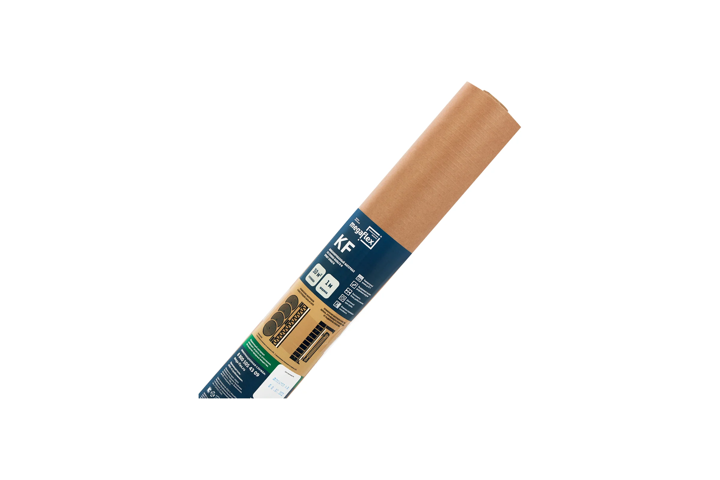 Фольга для бани, сауны Megaflex KF на крафт бумаге, 1х30 м, 30 кв. м FOIKF.100.30