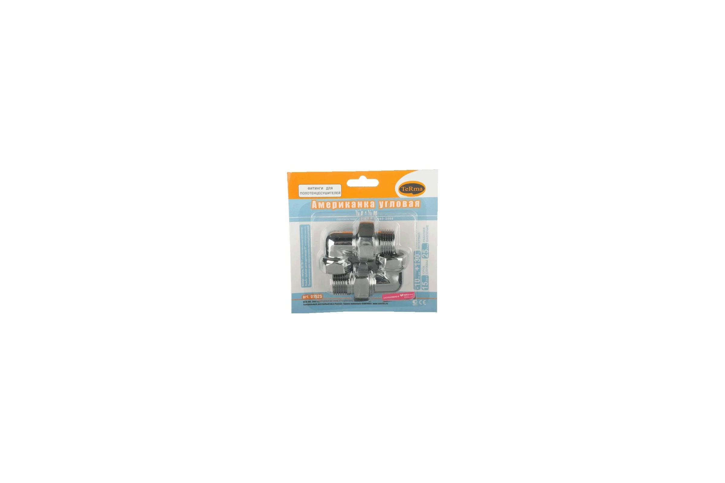 Американка для полотенцесушителя Terma угловая 1/2" в/н хром (пара) 29194