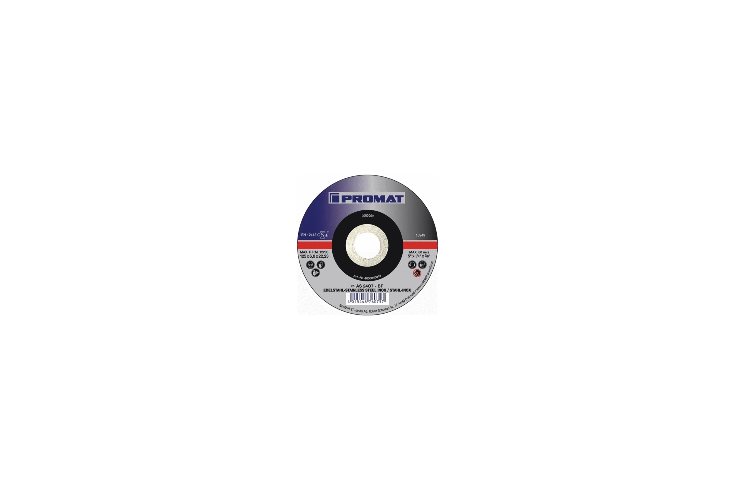 Круг зачистной универсальный 125x6.0x22.23 мм PROMAT 4000840013
