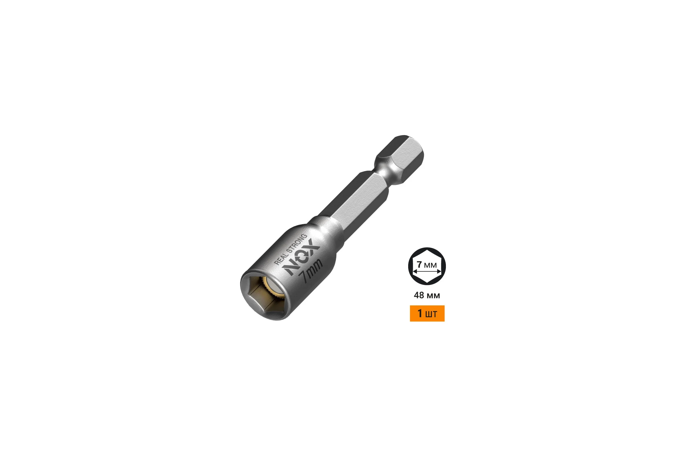 Ключ-насадка магнитная NUT SETTER 7x48 мм, карта NOX 557001