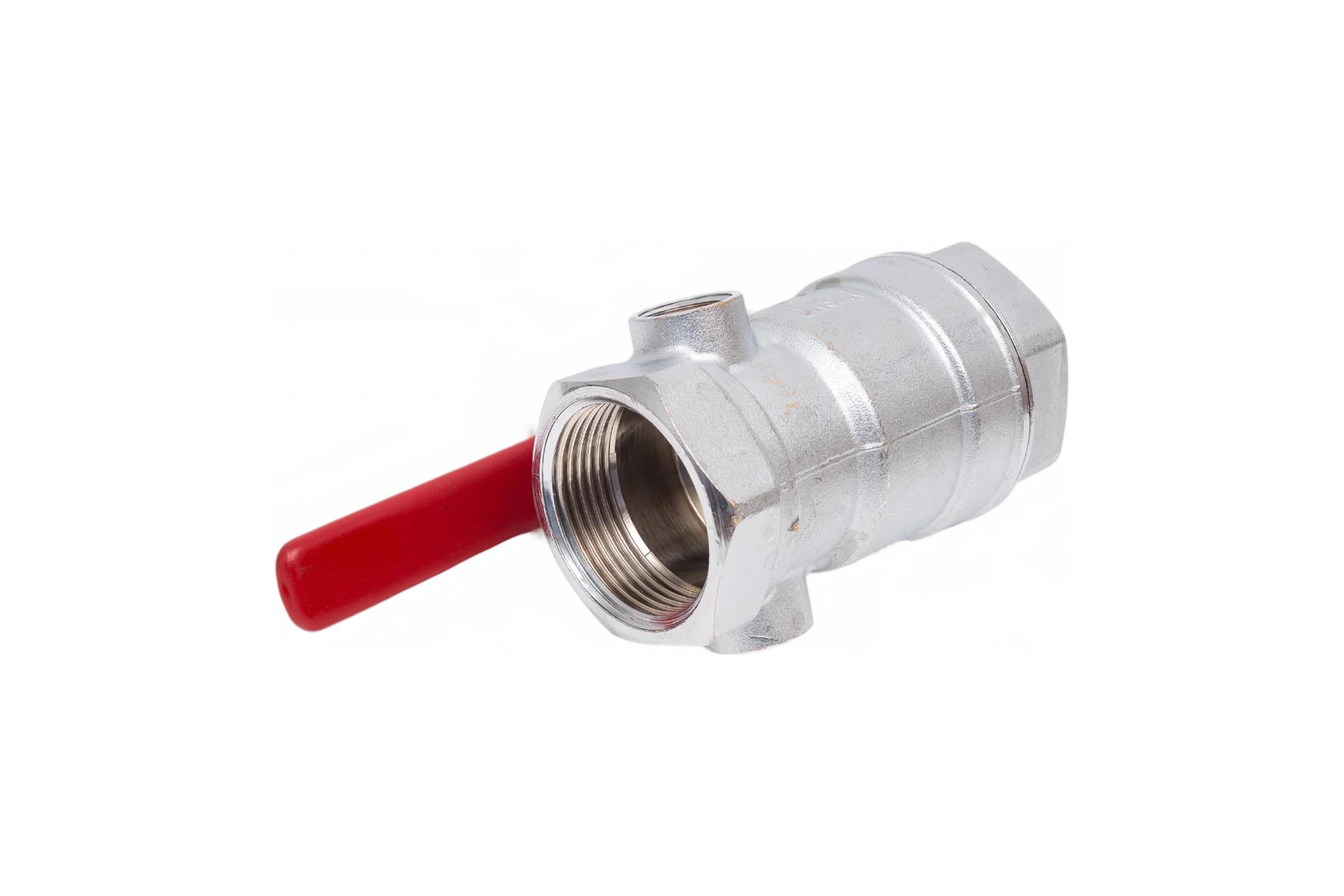 Шаровой кран Giacomini R250DS 1 1/4, ВВ, ручка-рычаг красный, хромированный, со сливом R250SX006