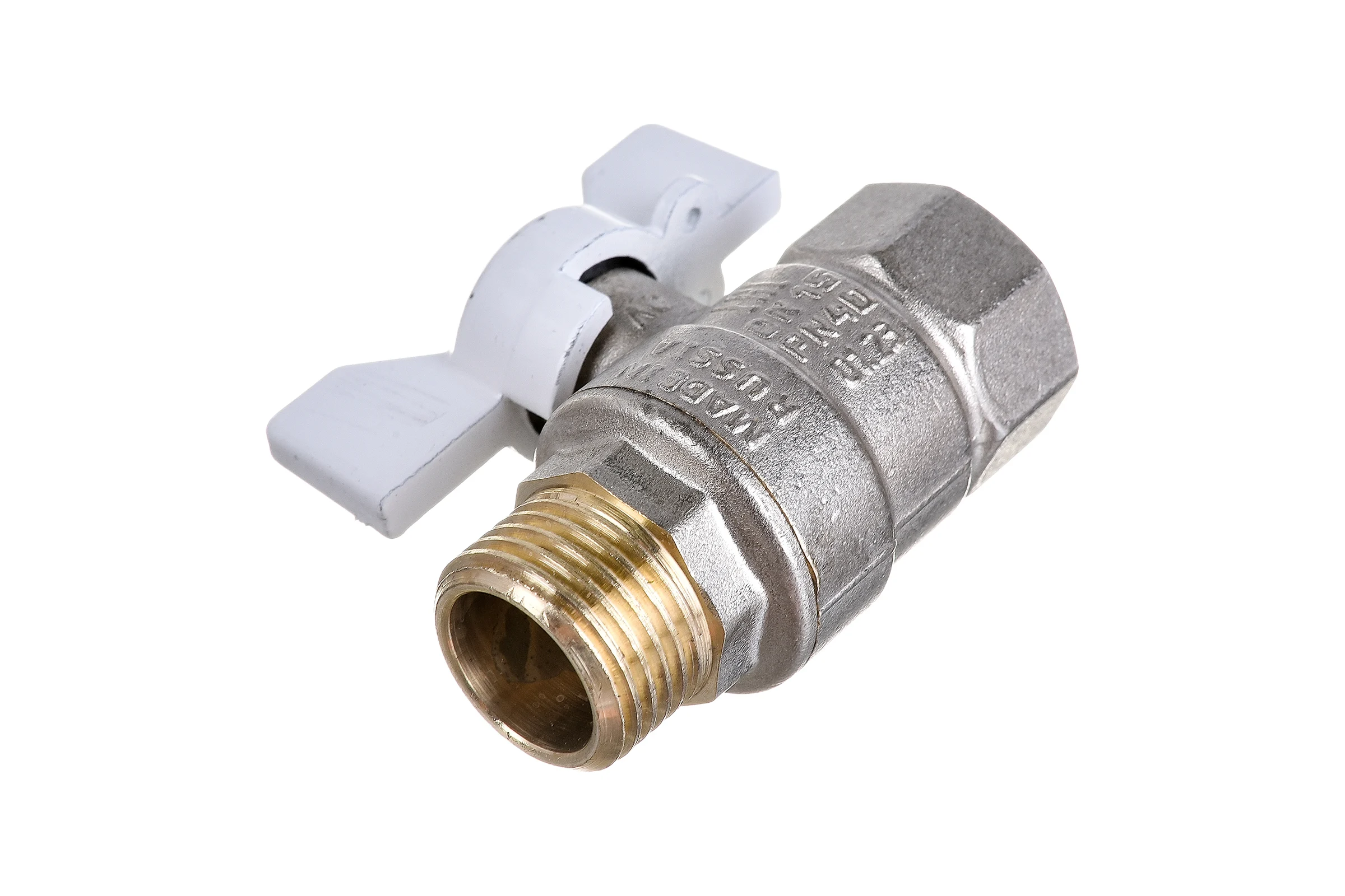 Кран шаровой латунный LD PRIDE 47.15.В-Н.Б Ду 15 Ру 40 бабочка (white) с биркой LD 47.312.15 W