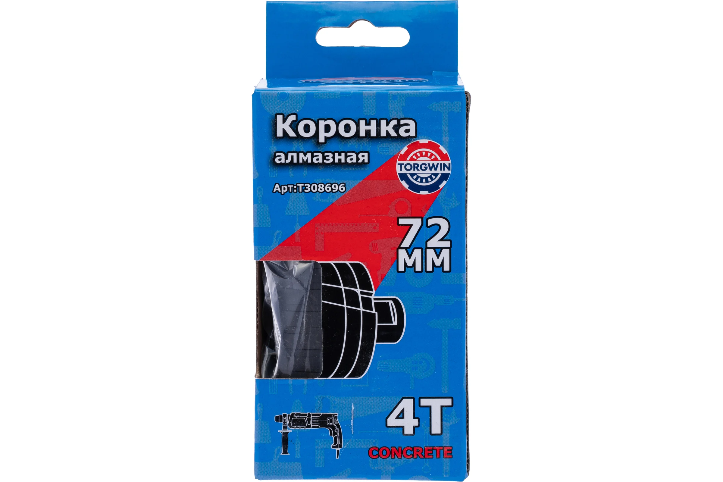 Алмазная коронка по армированному бетону и кирпичу SDS+ 72 мм TORGWIN T308696