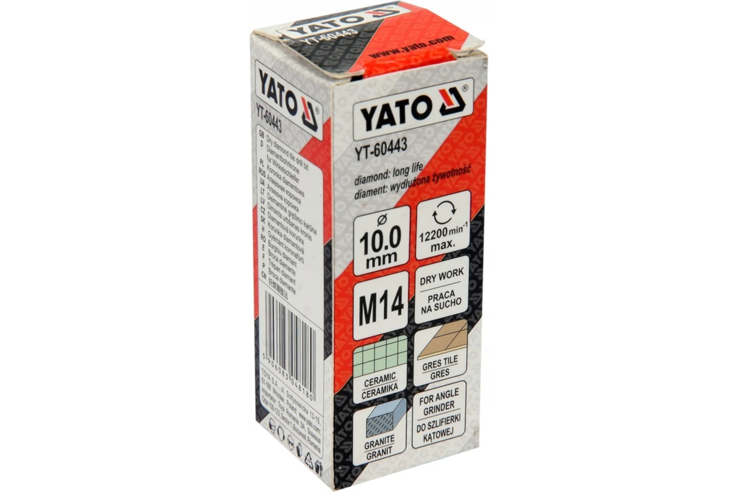 Алмазная коронка 10 мм YATO YT-60443