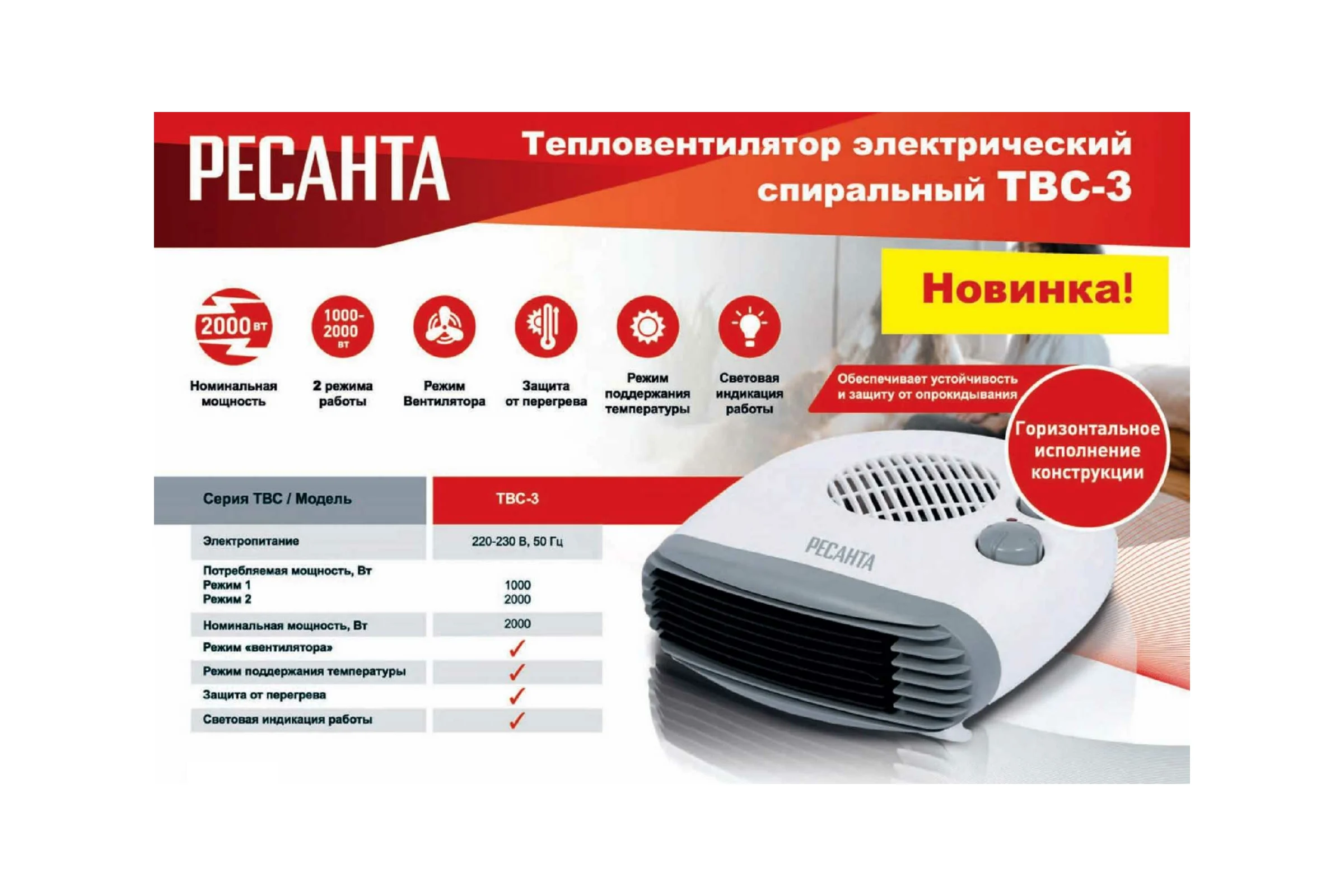 Тепловентилятор Ресанта ТВС-3 67/2/12