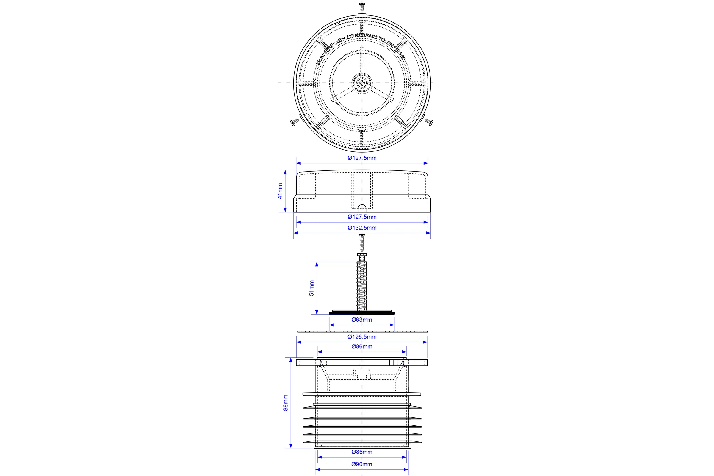 Канализационный воздушный клапан McAlpine ф110, прямой MRAA1S