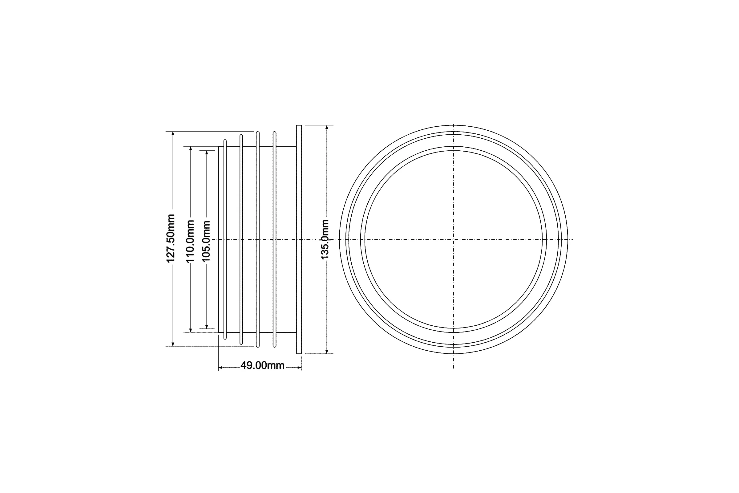 Переход McAlpine резиновый, 110-127 мм P-R-VP127