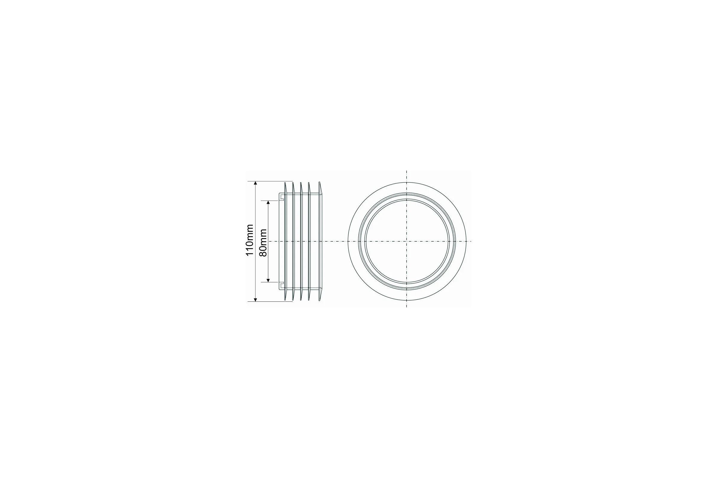 Переход McAlpine резиновый, 90 мм, вставляется внутрь 110 мм трубы (пакет) MRWC-OUTLET-PB
