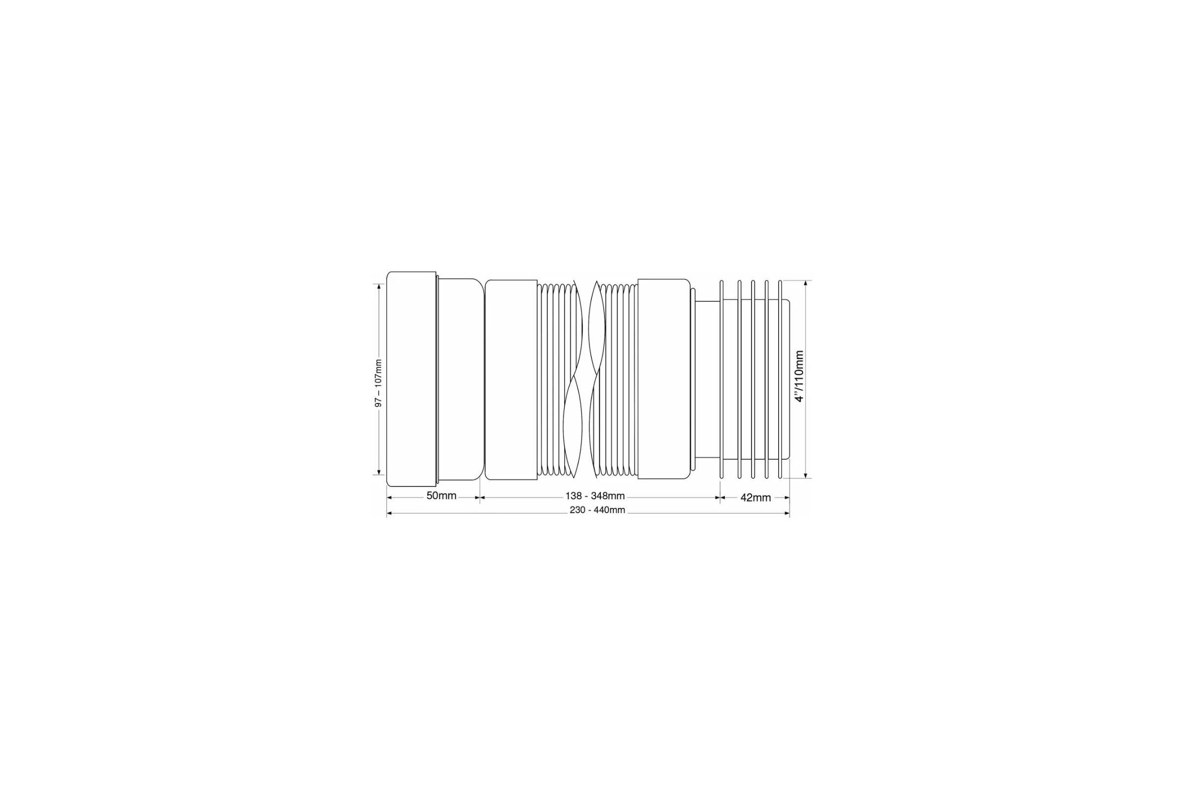 Фановая труба McAlpine раздвижная, с манжетой длина 230-440 мм WC-F23R90