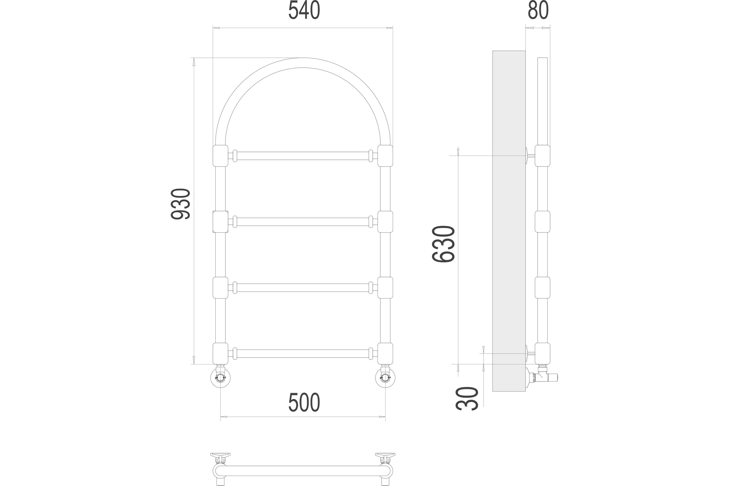 Полотенцесушитель водяной Версаль П4 500x930 Terminus 4620768885044