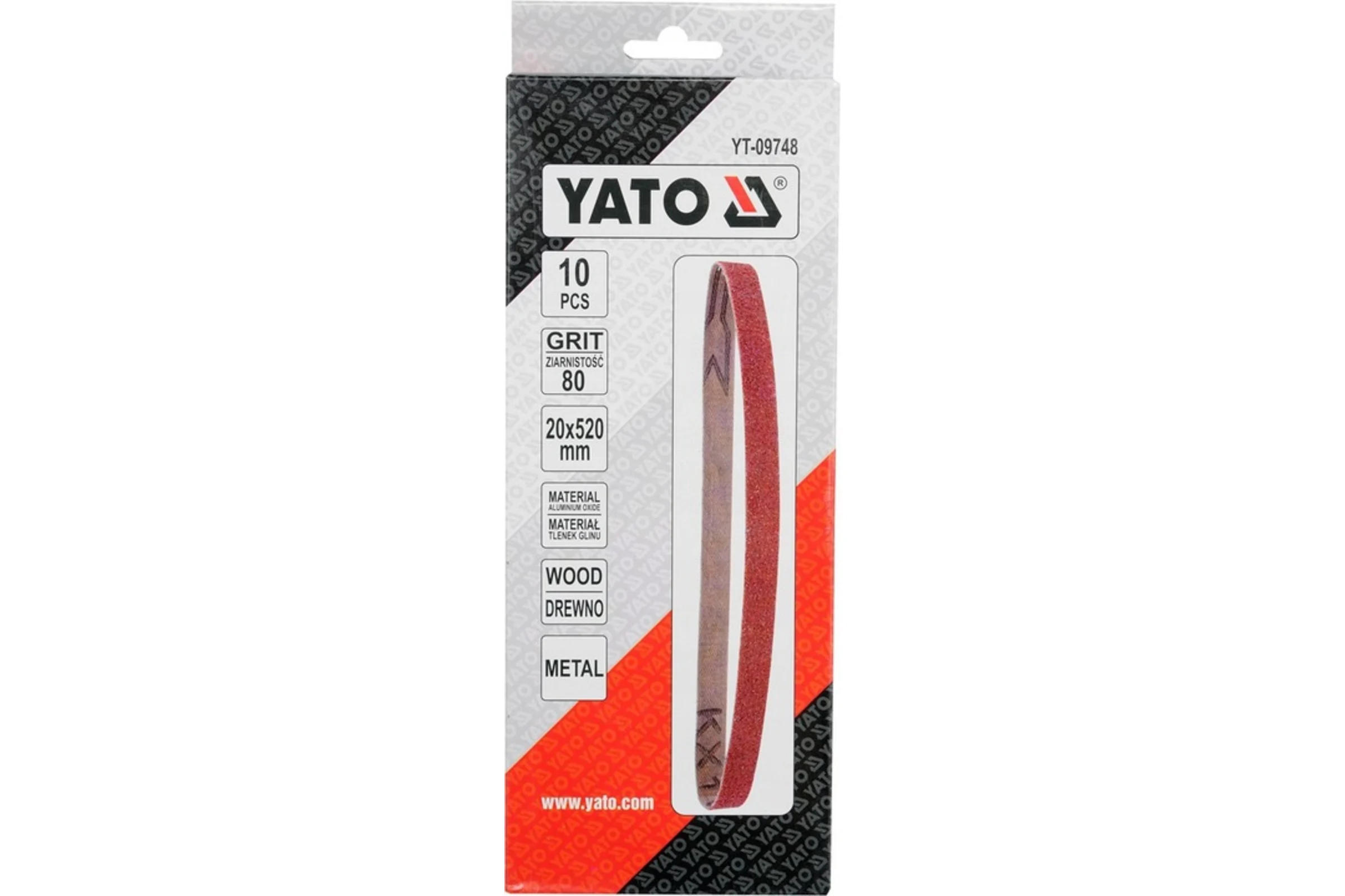 Шлифовальные ленты YATO 20x520 мм Р 80 10 шт YT-09748 367509748 092 1