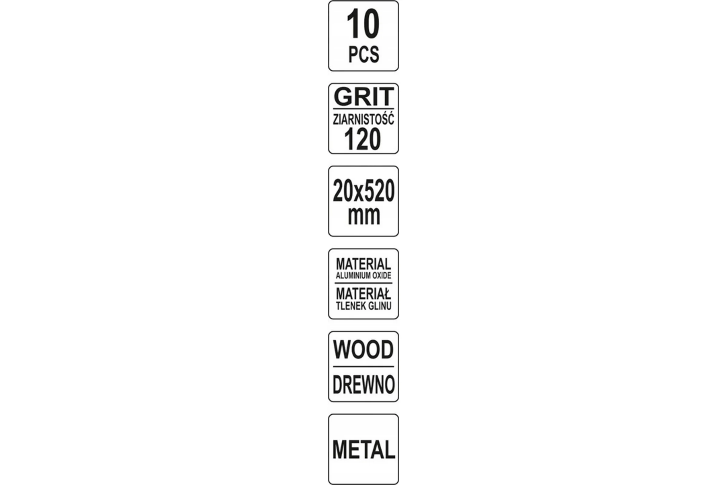 Ленты шлифовальные 10 шт, 20x520 мм, Р120 YATO YT-09750