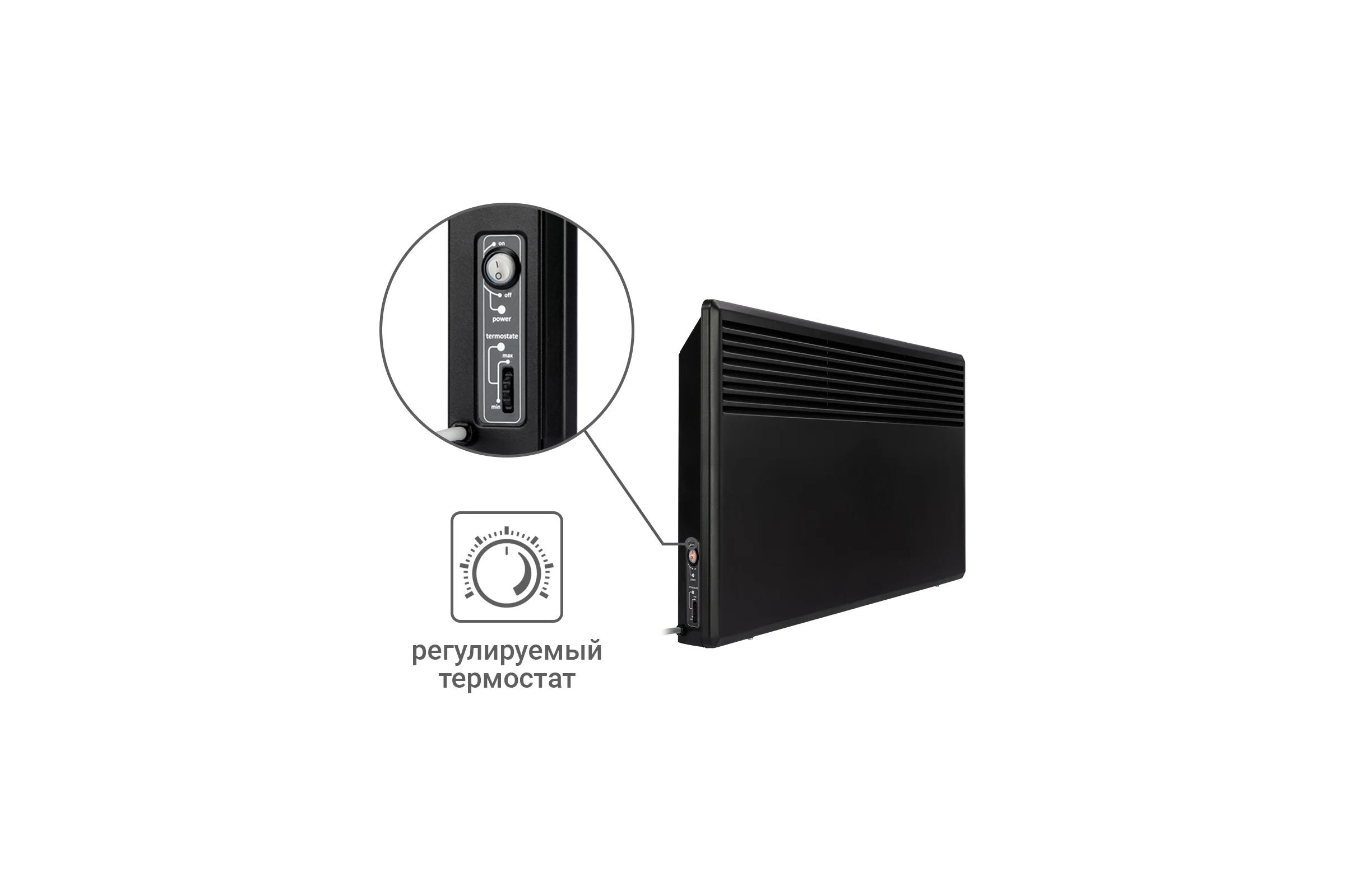 Электрический конвектор TDM ELECTRIC ЭК-1500С, 1500 Вт, термостат, СТИЧ, черный, SQ2520-1208