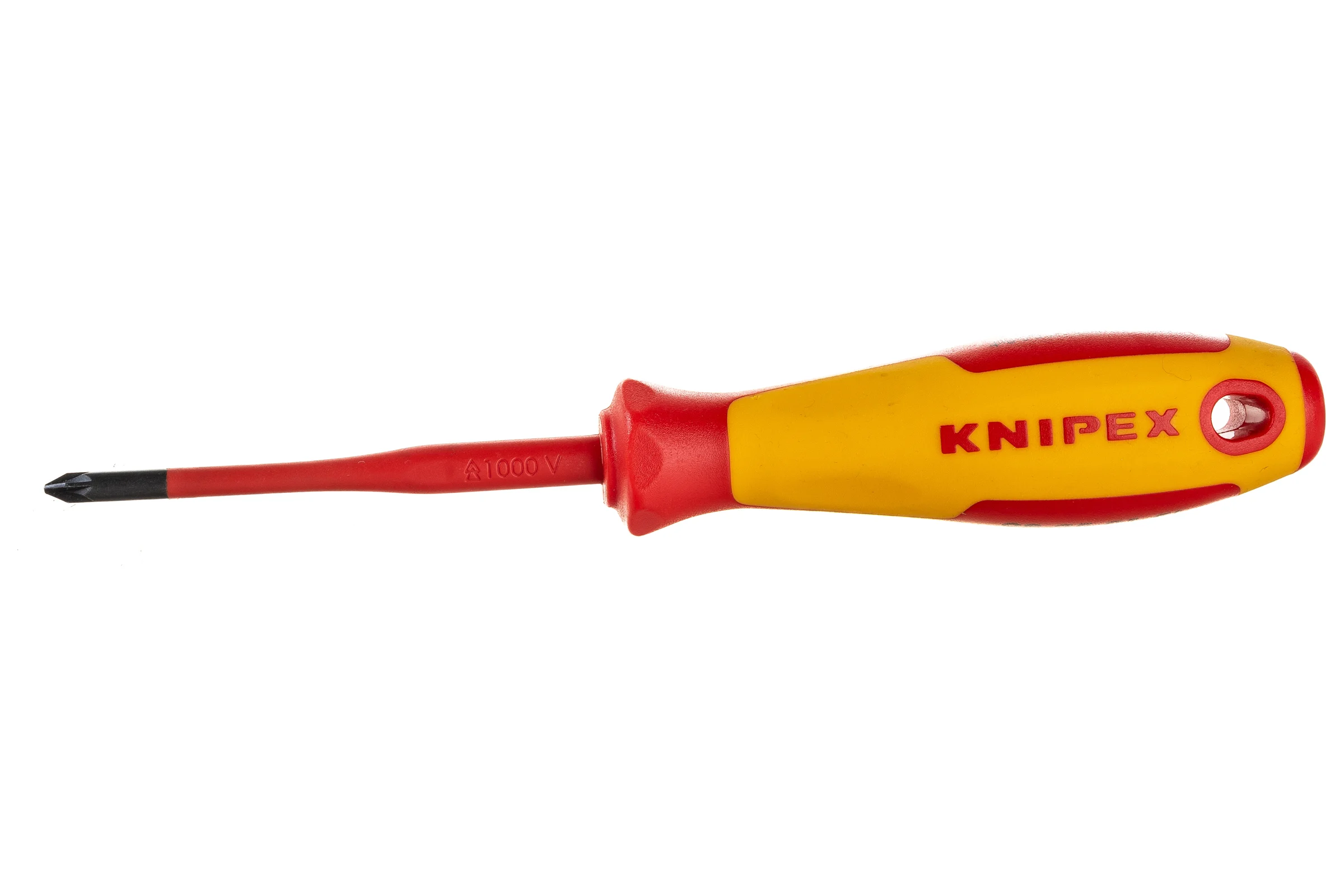 Тонкая отвёртка Knipex VDE 1000V Pozidriv PZ1 крестовая, L стержня 80 мм, 2-комп. рук-ка KN-982501SL