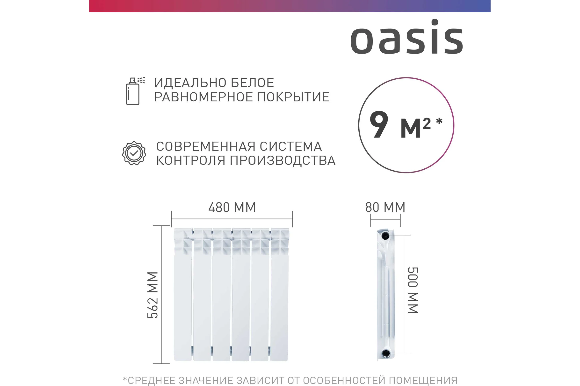 Биметаллический радиатор OASIS Эко 500/80/6 4640039487173