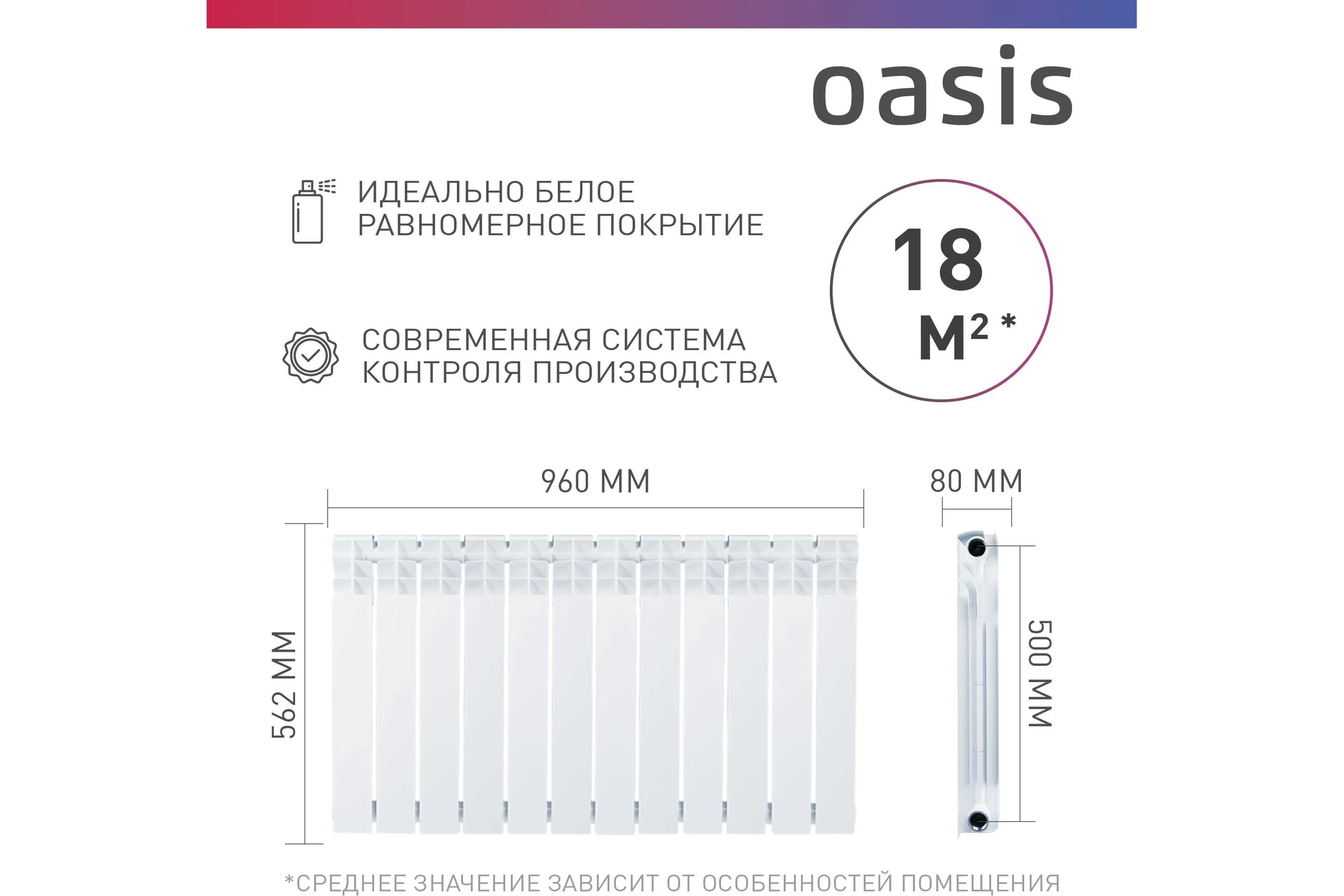 Биметаллический радиатор OASIS Эко 500/80/12 4640039487203