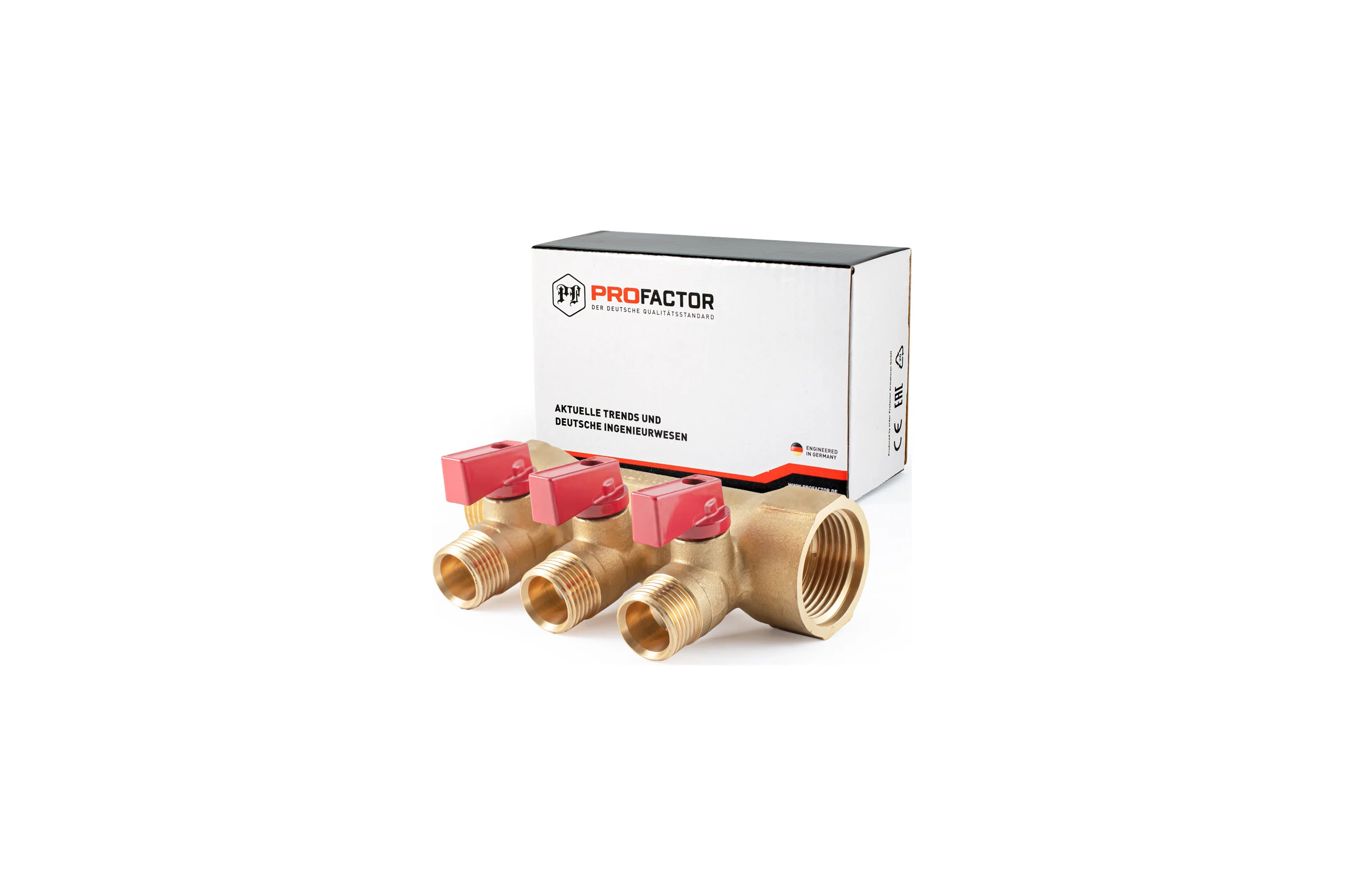 Коллектор с шаровыми кранами PROFACTOR в/н 1" х 3 вых 1/2"нар PF MV 265.3