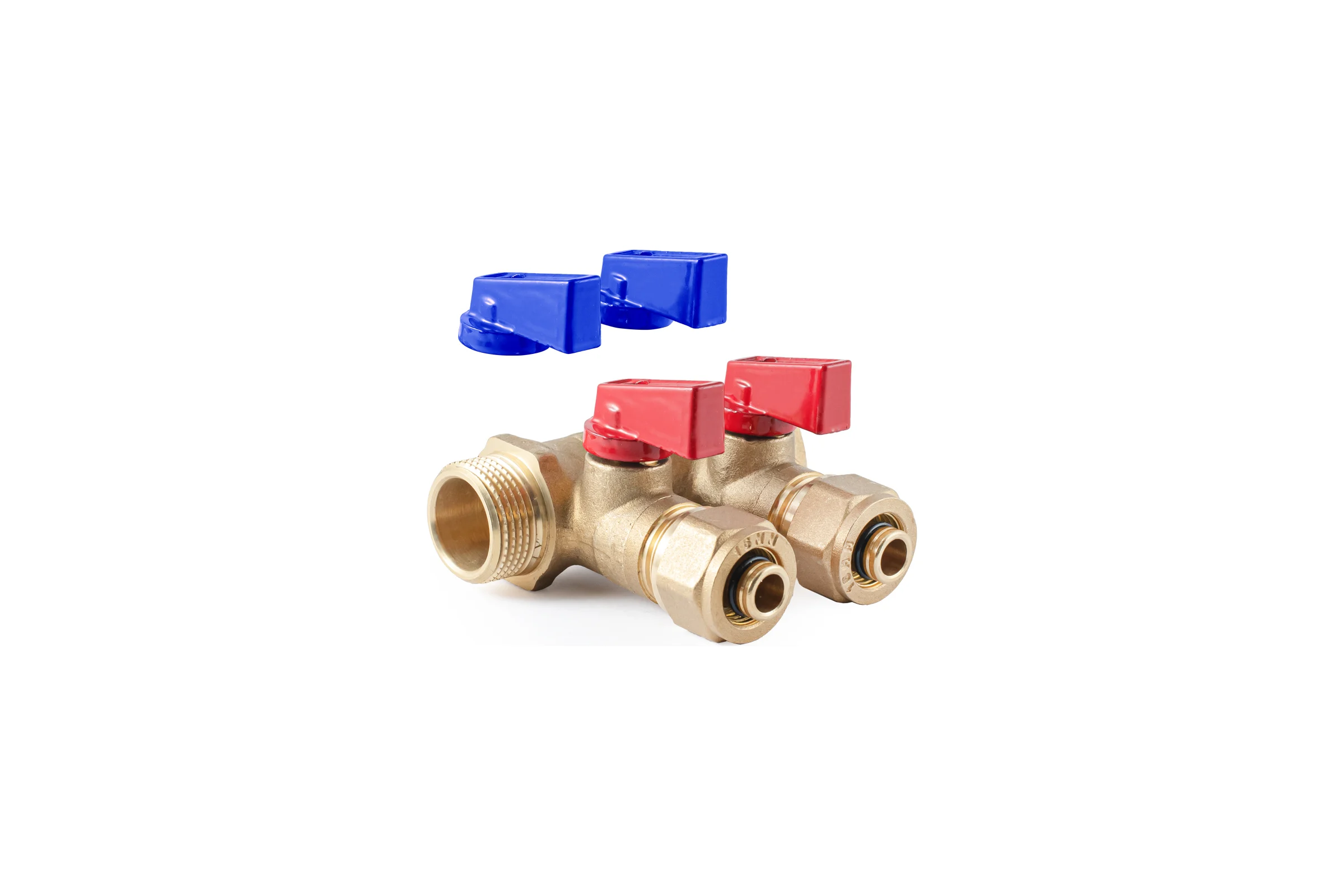 Коллектор с шаровыми кранами PROFACTOR в/н 3/4" х 2 вых 16 цанга PF MVP 266.2