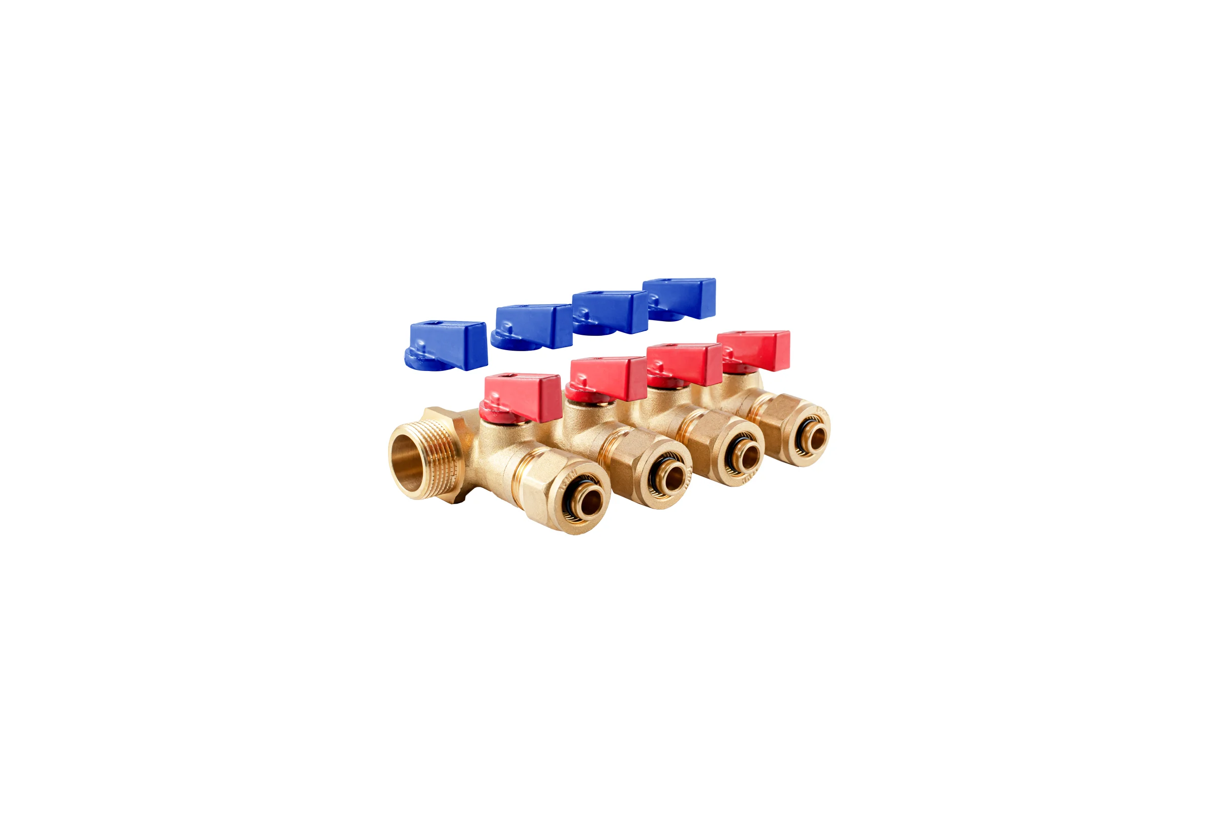 Коллектор с шаровыми кранами PROFACTOR в/н 3/4" х 4 вых 16 цанга PF MVP 266.4